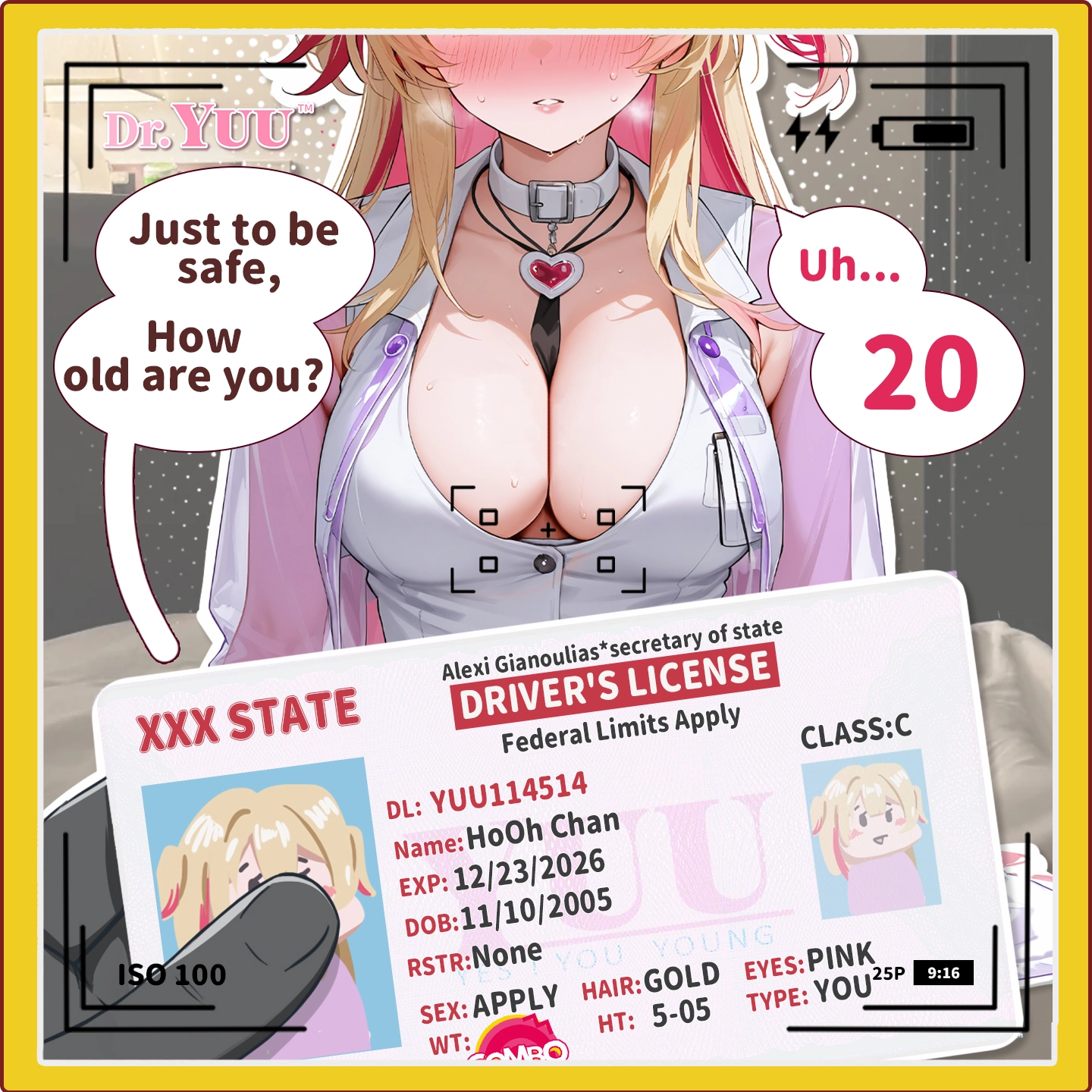 Dr.YUU anime character profile for dual layer electric male masturbator theme design