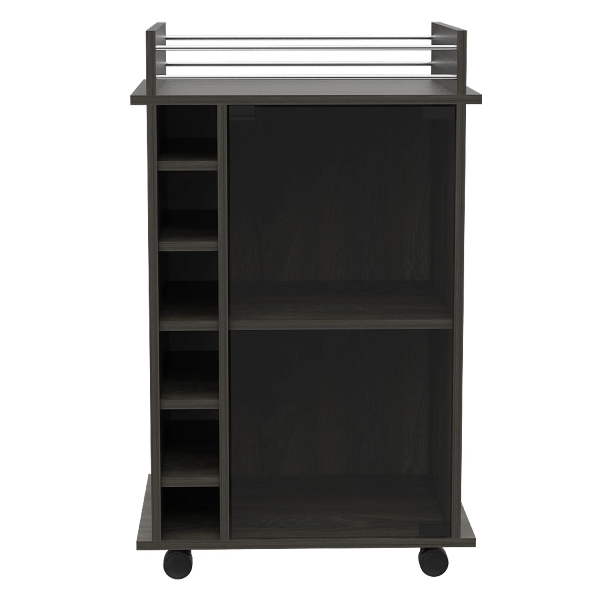 TUHOME Dukat Kitchen Bar Cart with Glass Door, Espresso