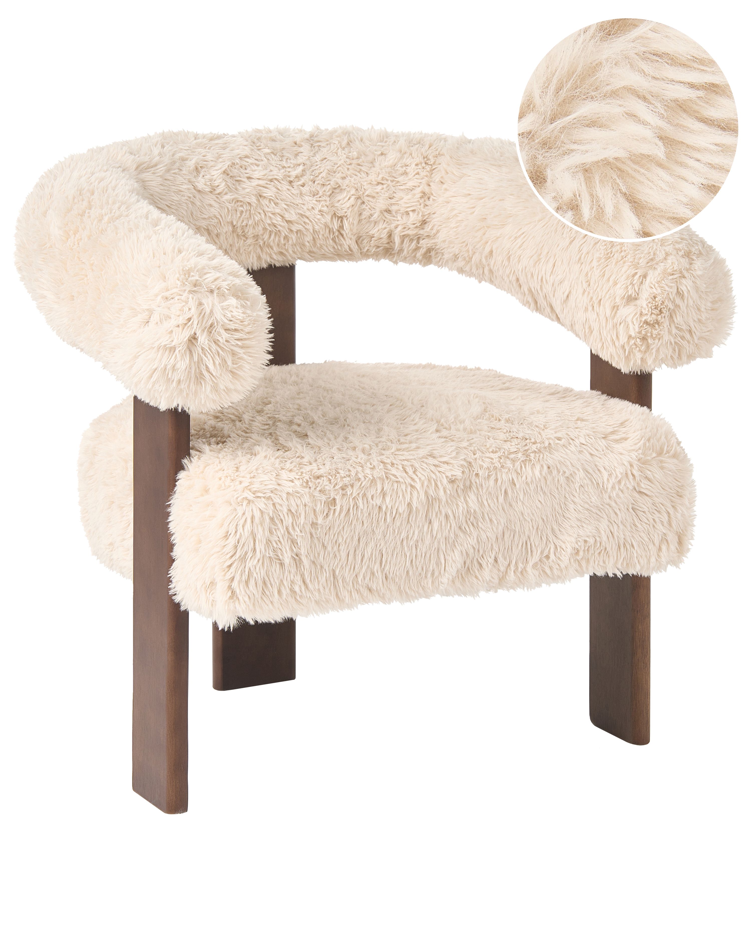 Armchair ILBRO Faux Fur Off-White/ Dark Brown