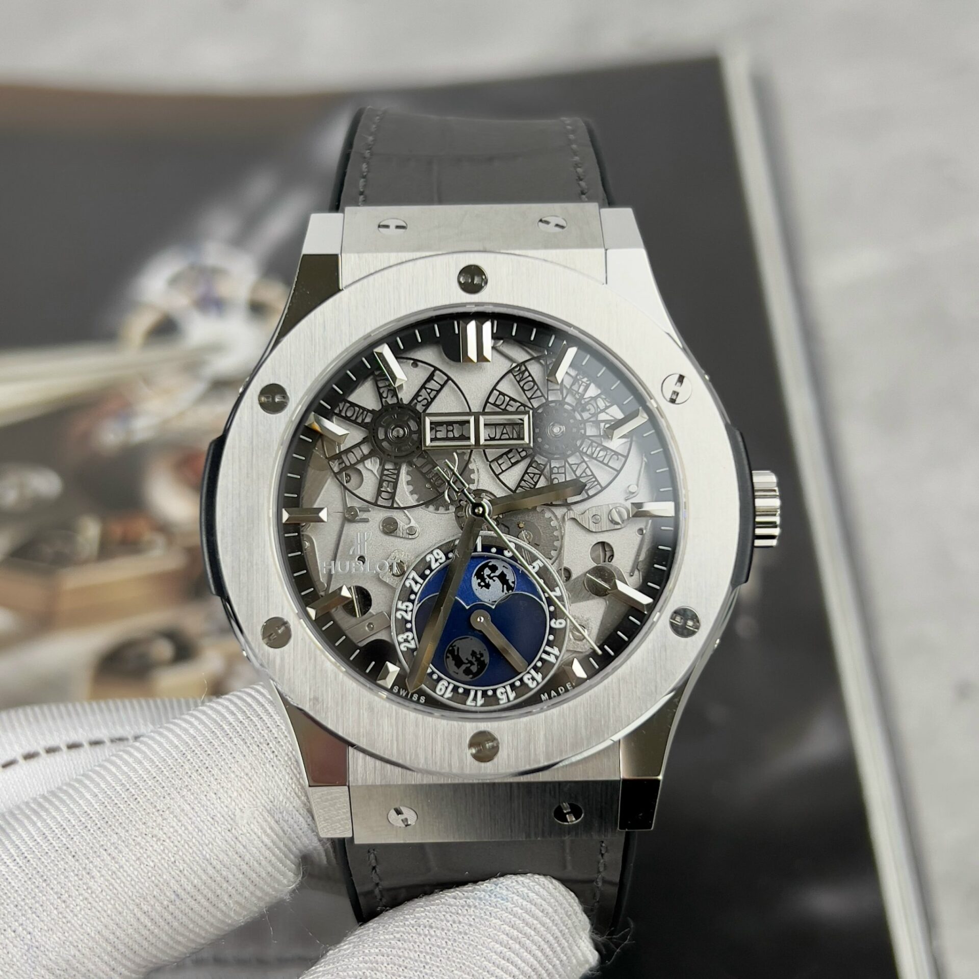 Hublot Aerofusion Moonphase Replica Watch Skeleton Mechanical 45mm - Elite Watch Atelier
