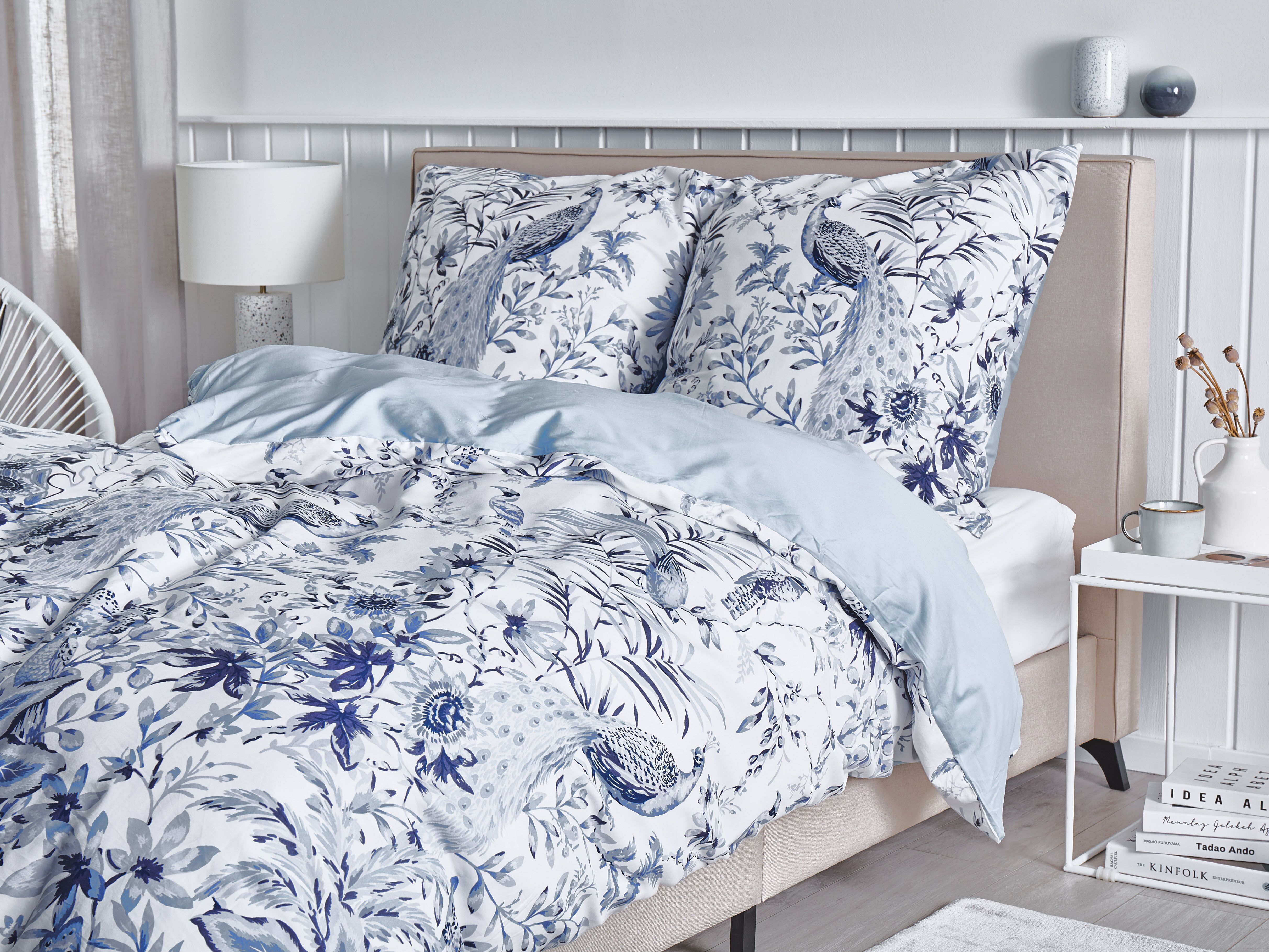 Duvet Cover Set BALLARD Sateen Cotton 155 x 220 cm Blue