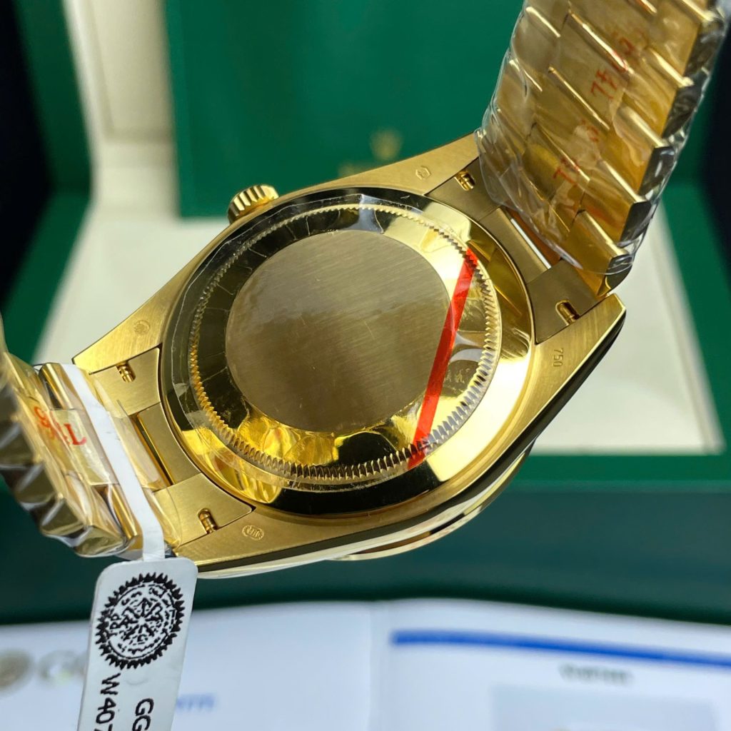 Rolex Day-Date Replica Watch Ruby Red + Moissanite Diamonds Gold Wrapped GM Factory 40mm - Top club