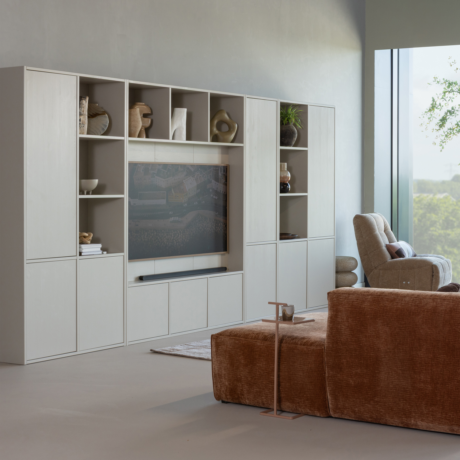 WOOOD Meggy Opbergkast Links - Grenen hout - Dust Grijs - 215x108x40