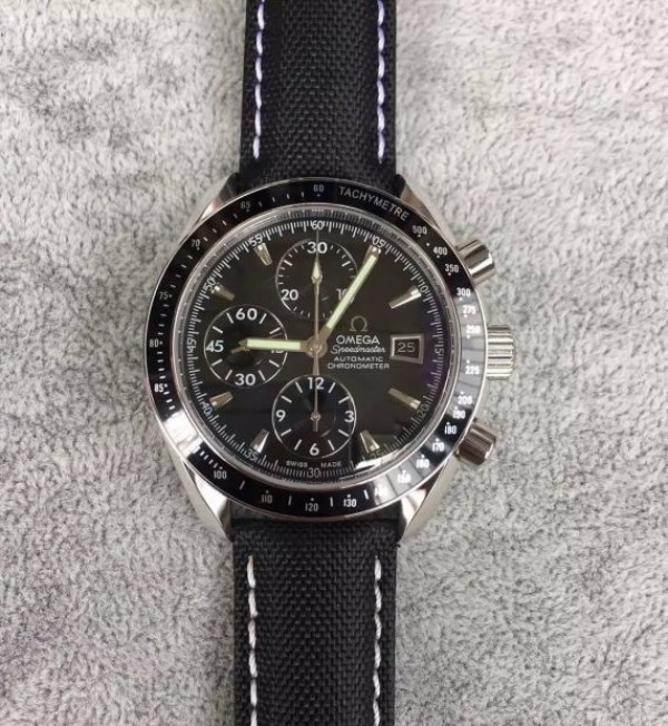 Replica Omega Speedmaster 3210.50.00 Black Dial/Bezel Black Nylon Strap - Elite Watch Atelier