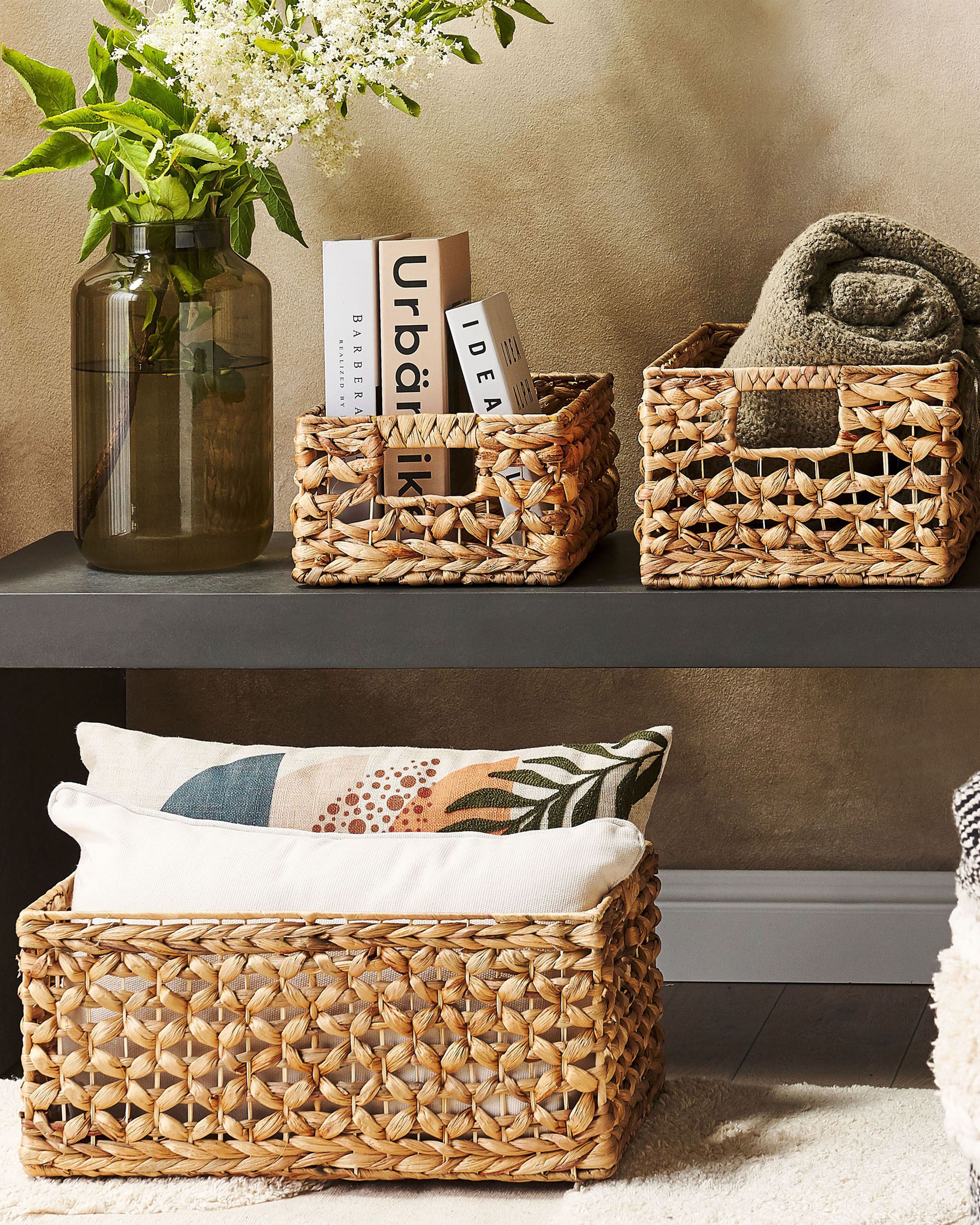 Set of 3 Baskets MINNOW Wicker Natural