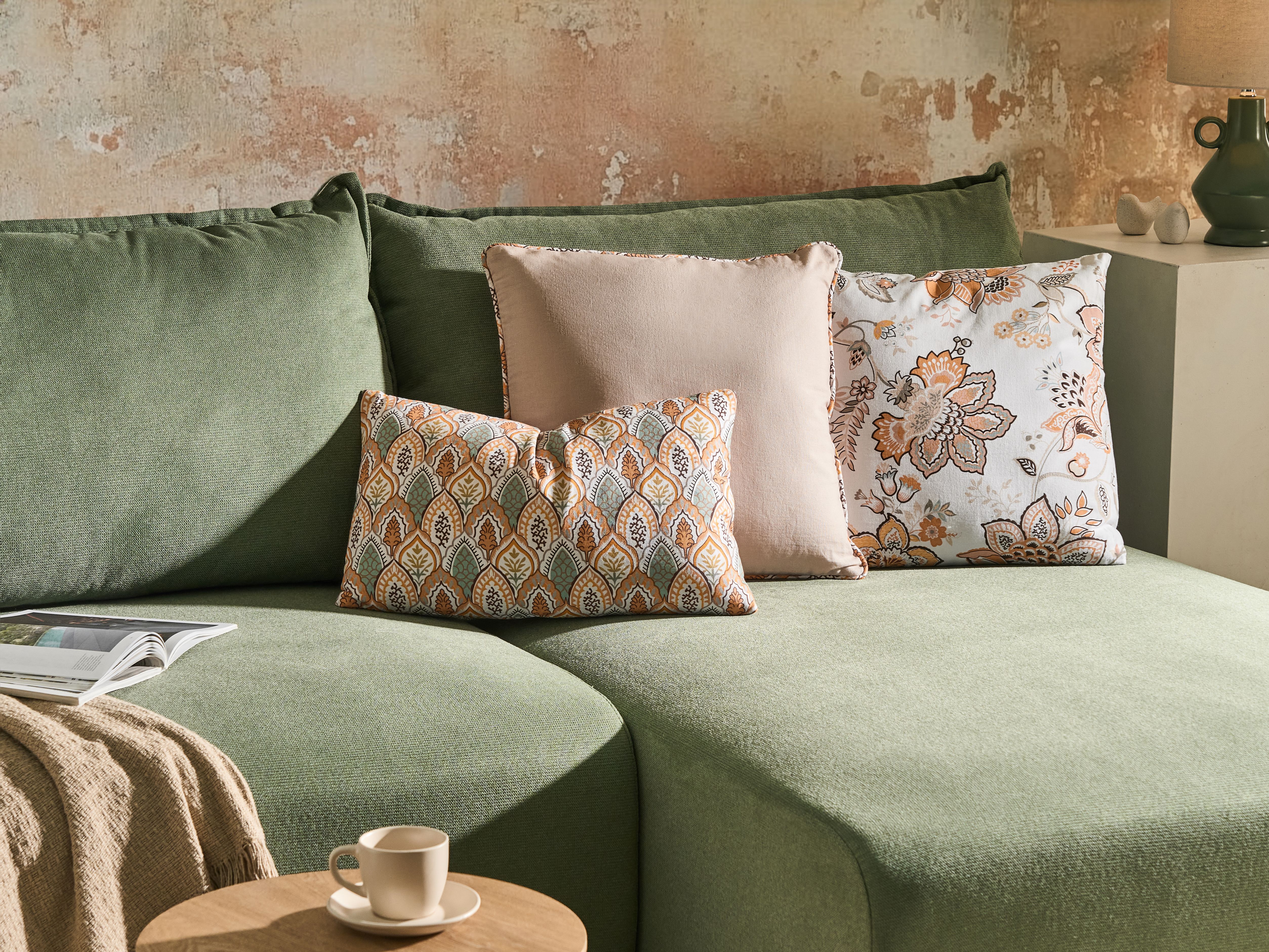 Set of 3 Decorative Cushions HOPEA Cotton 30 x 50 cm 45 x 45 cm Multicolour Floral Pattern