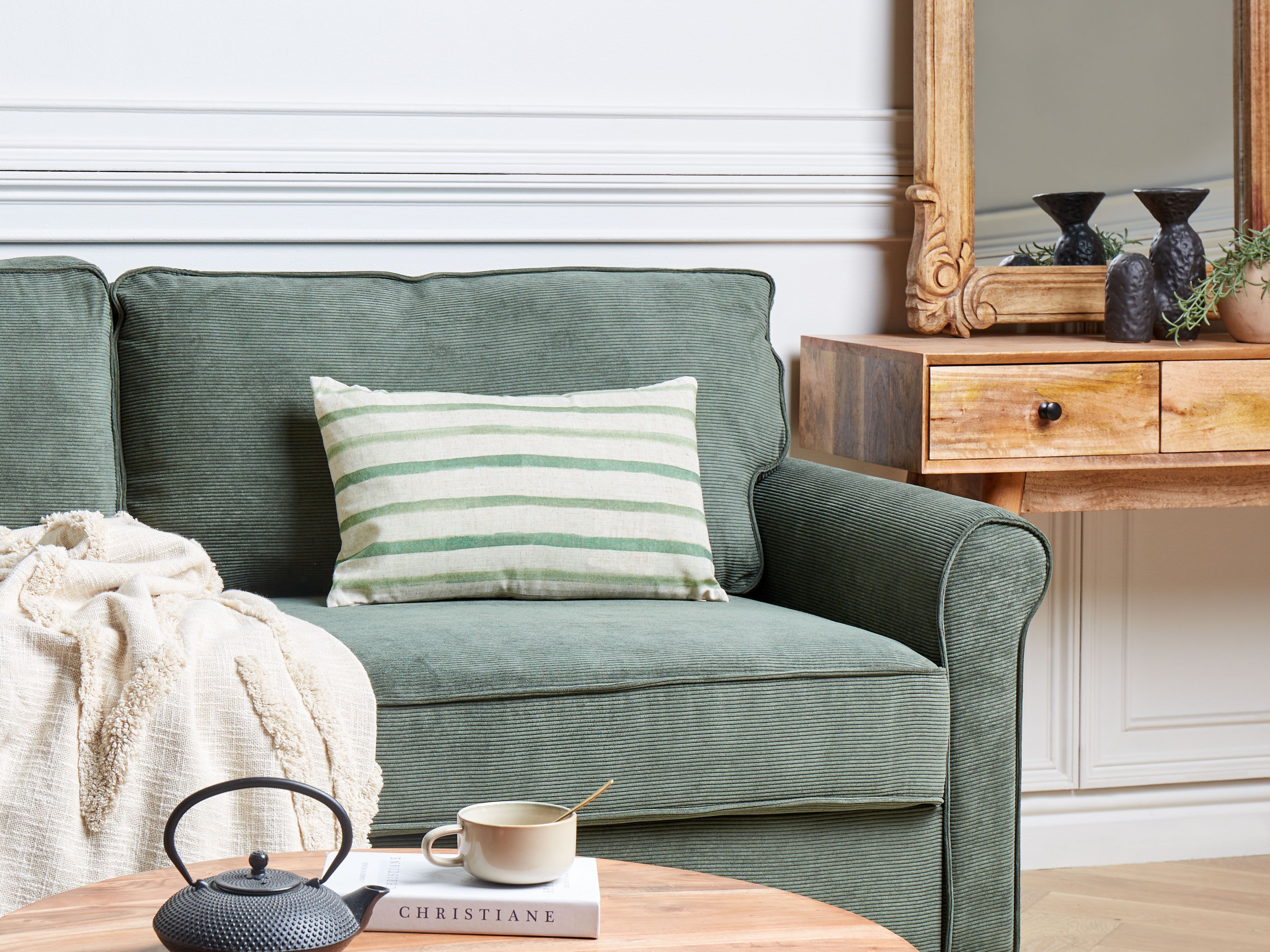 Throw Cushion KAFRA 30 x 50 cm Green Striped