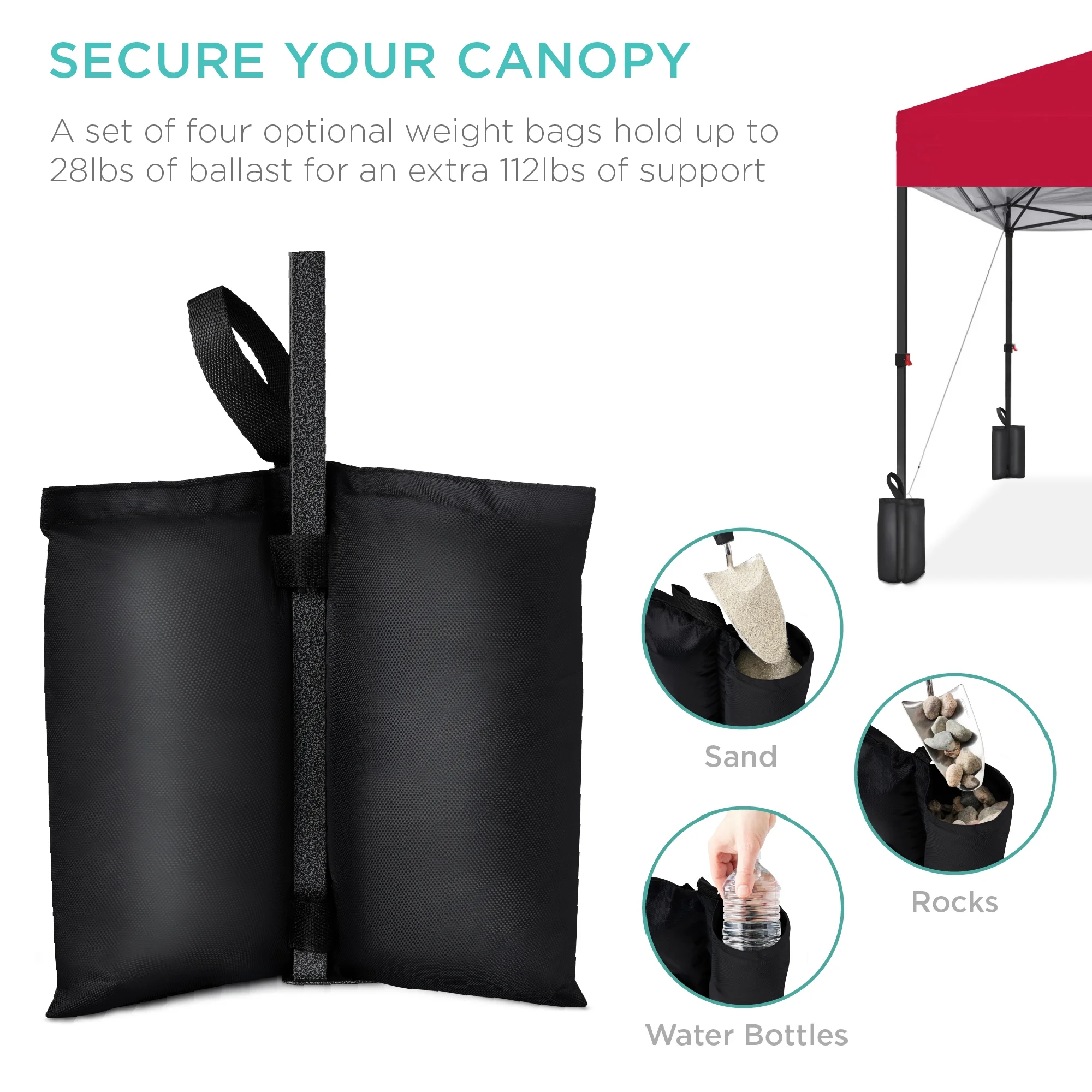 Best Choice Products 10x10ft Easy Setup Pop Up Canopy w/ 1-Button Setup, Wheeled Case, 4 Weight Bags - White - Image 115