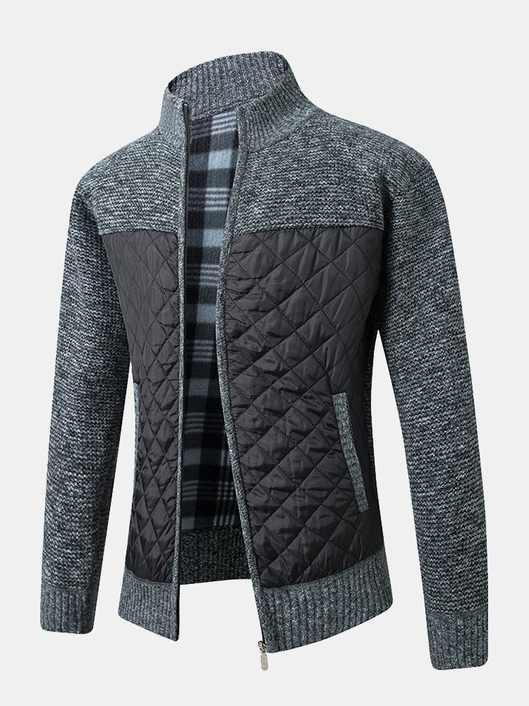 Quilted Patchwork Zip Up Sweater