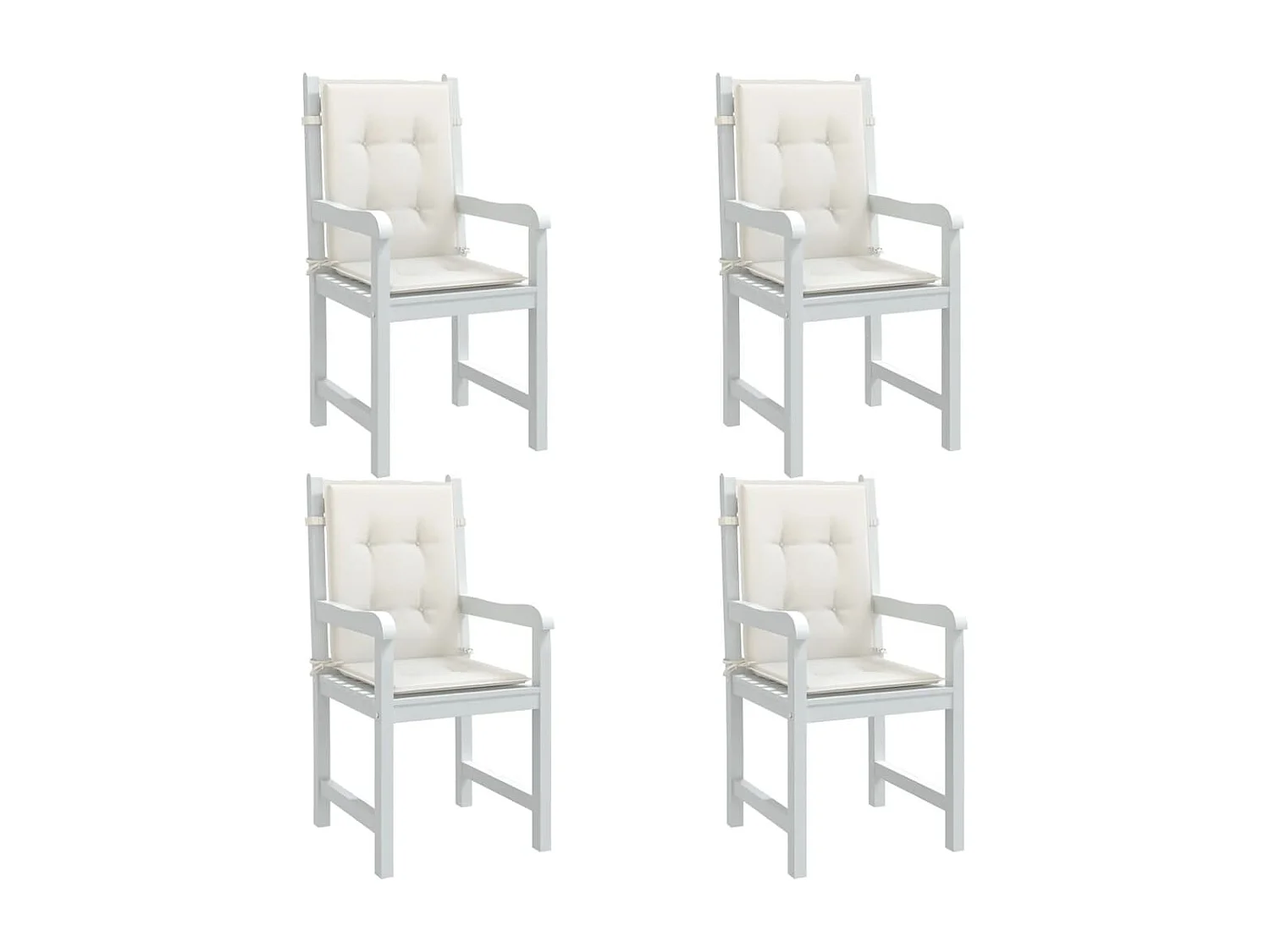 Coussins de chaise à dossier bas lot de 4 crème mélangé tissu