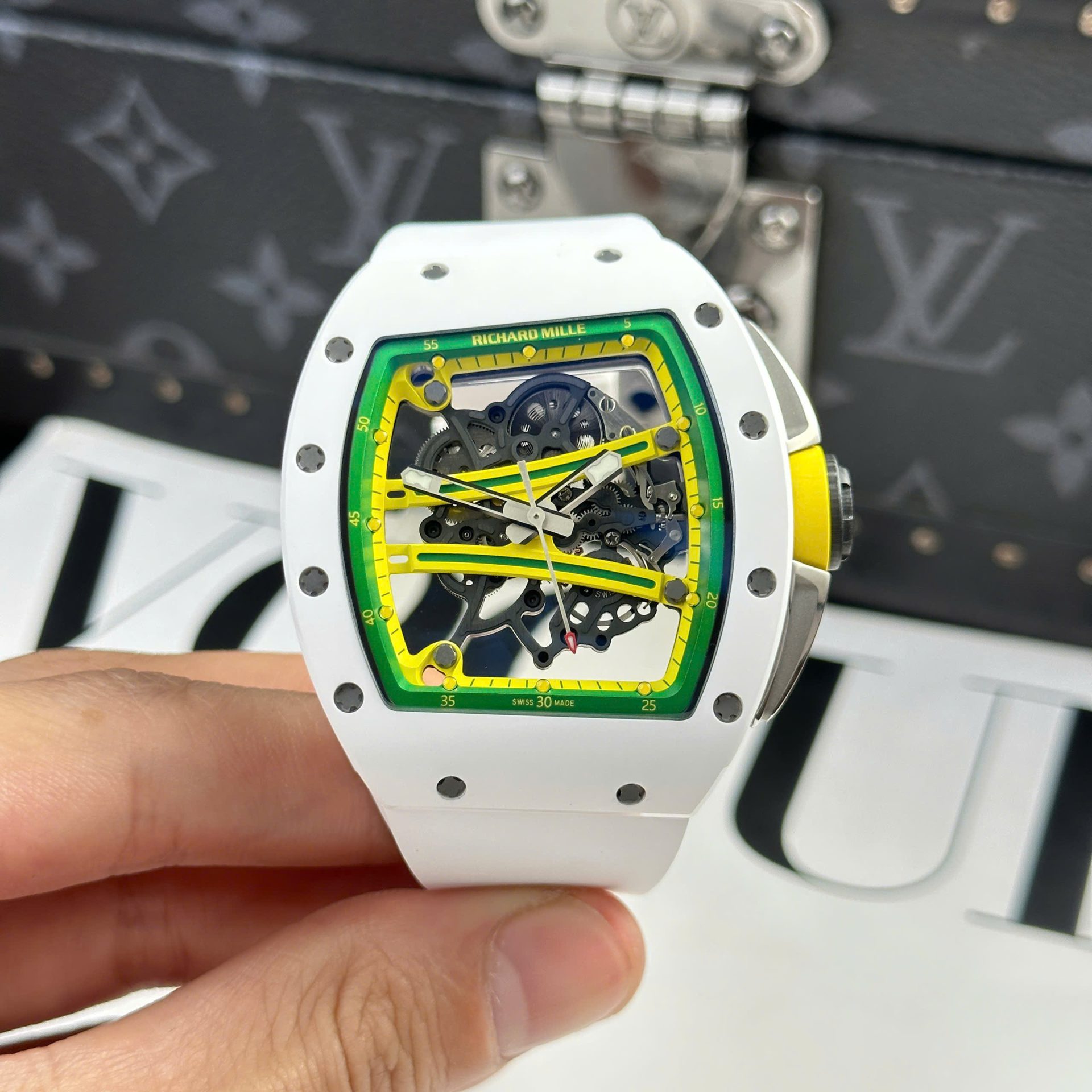 Richard Mille Best Copies Watch RM61-01 Manual Winding Yohan Blake Ceramic White ZF 42.7 50.23mm - Top club