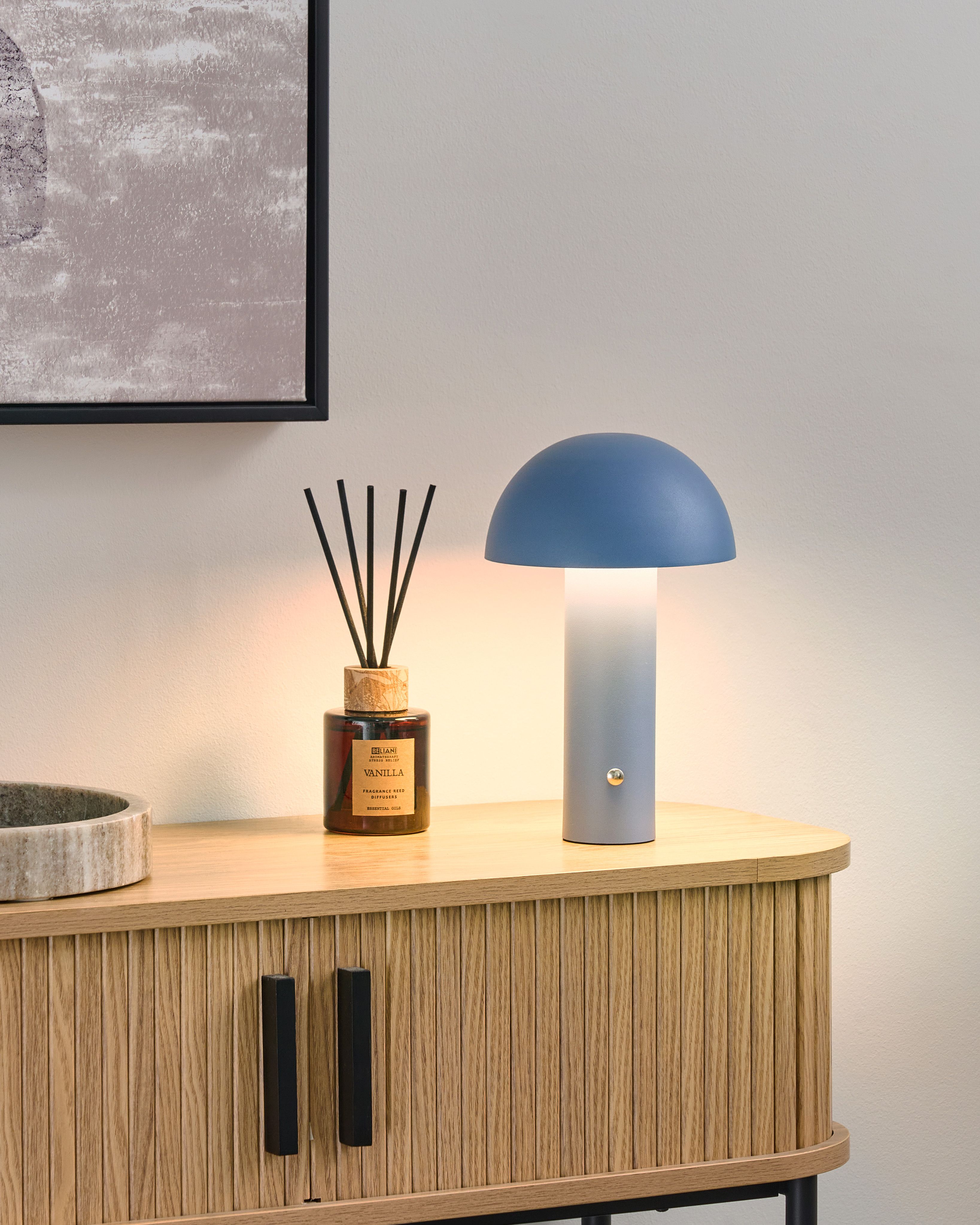 Wireless LED Table Lamp BOJO with Dimmer Metal Blue