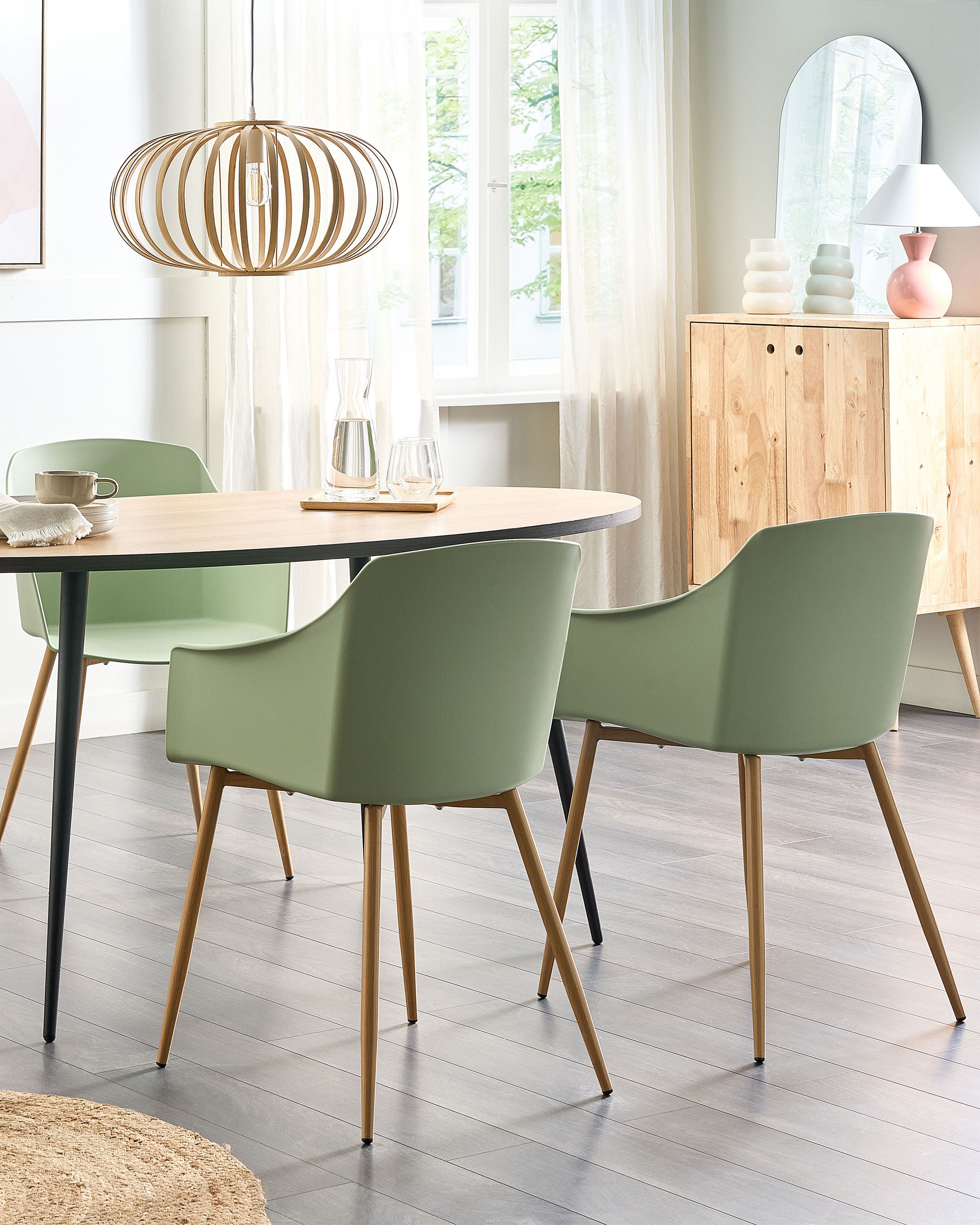 Set of 2 Dining Chairs FONDA II Light Green