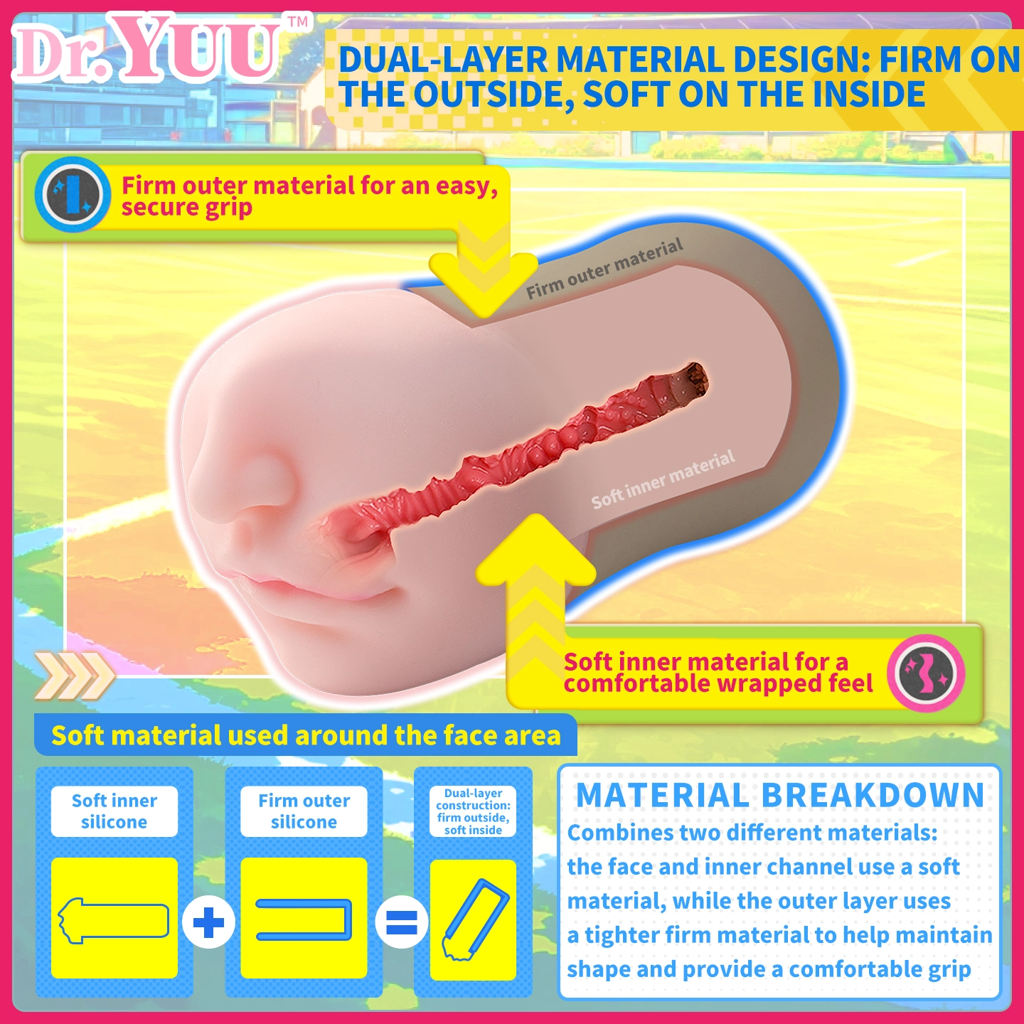 dual layer silicone male masturbator with soft inner sleeve and firm outer shell