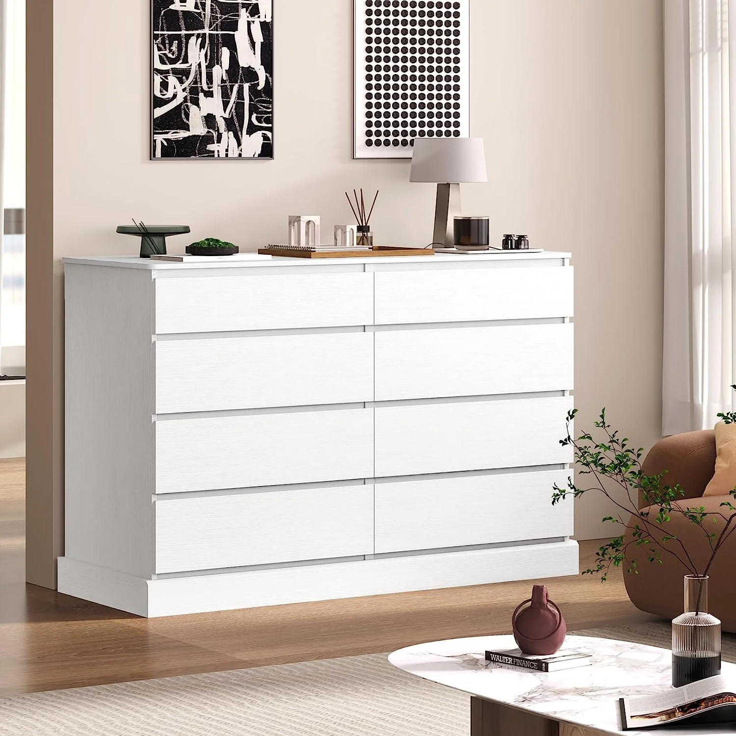 8 Drawers Double Dresser Wooden Black Chest of Drawers for Bedroom, Large Storage Cabinet for Home Living Room - Image 11