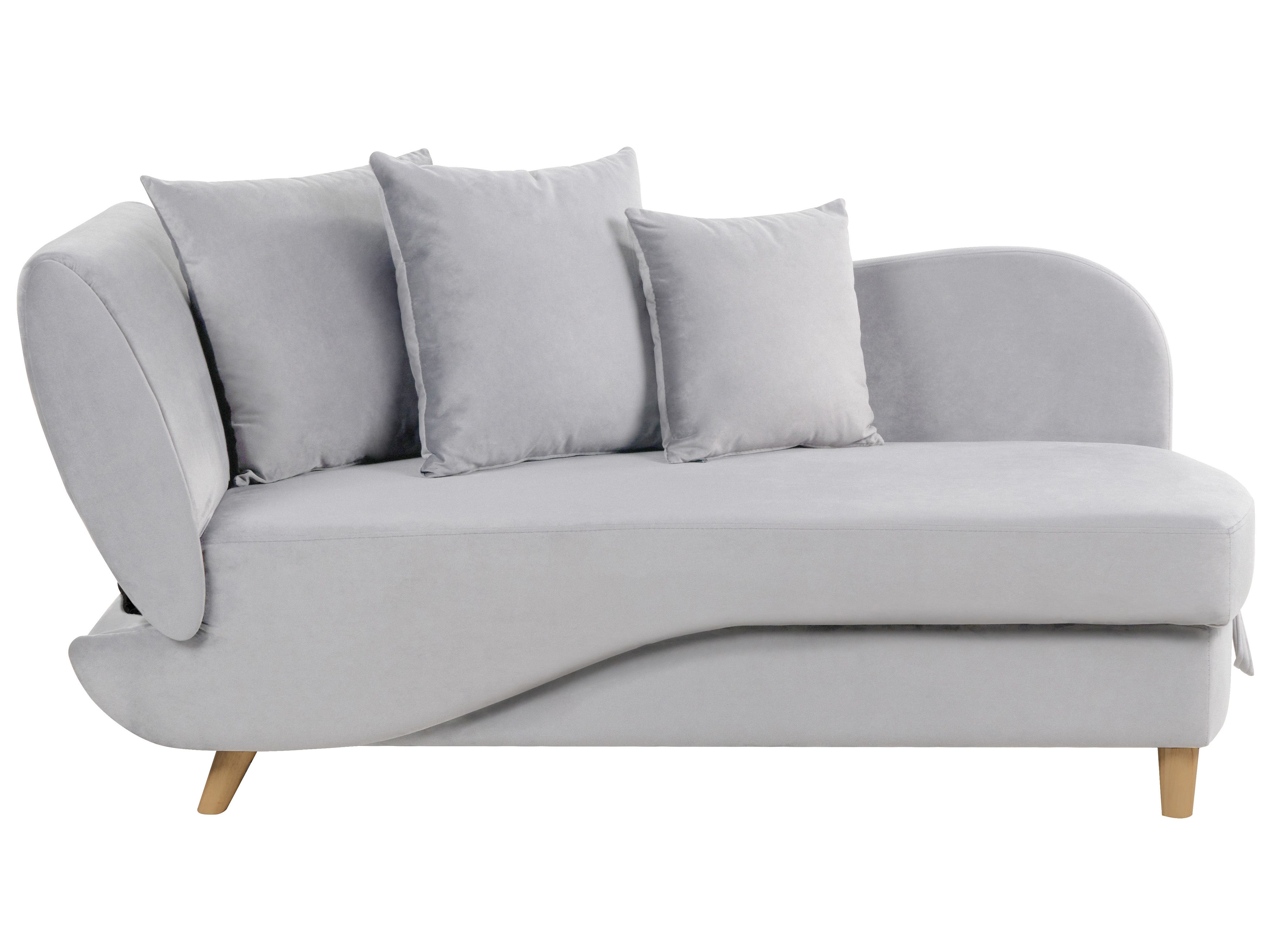 Left-Hand Chaise Lounge MERI Velvet Light Grey with Storage