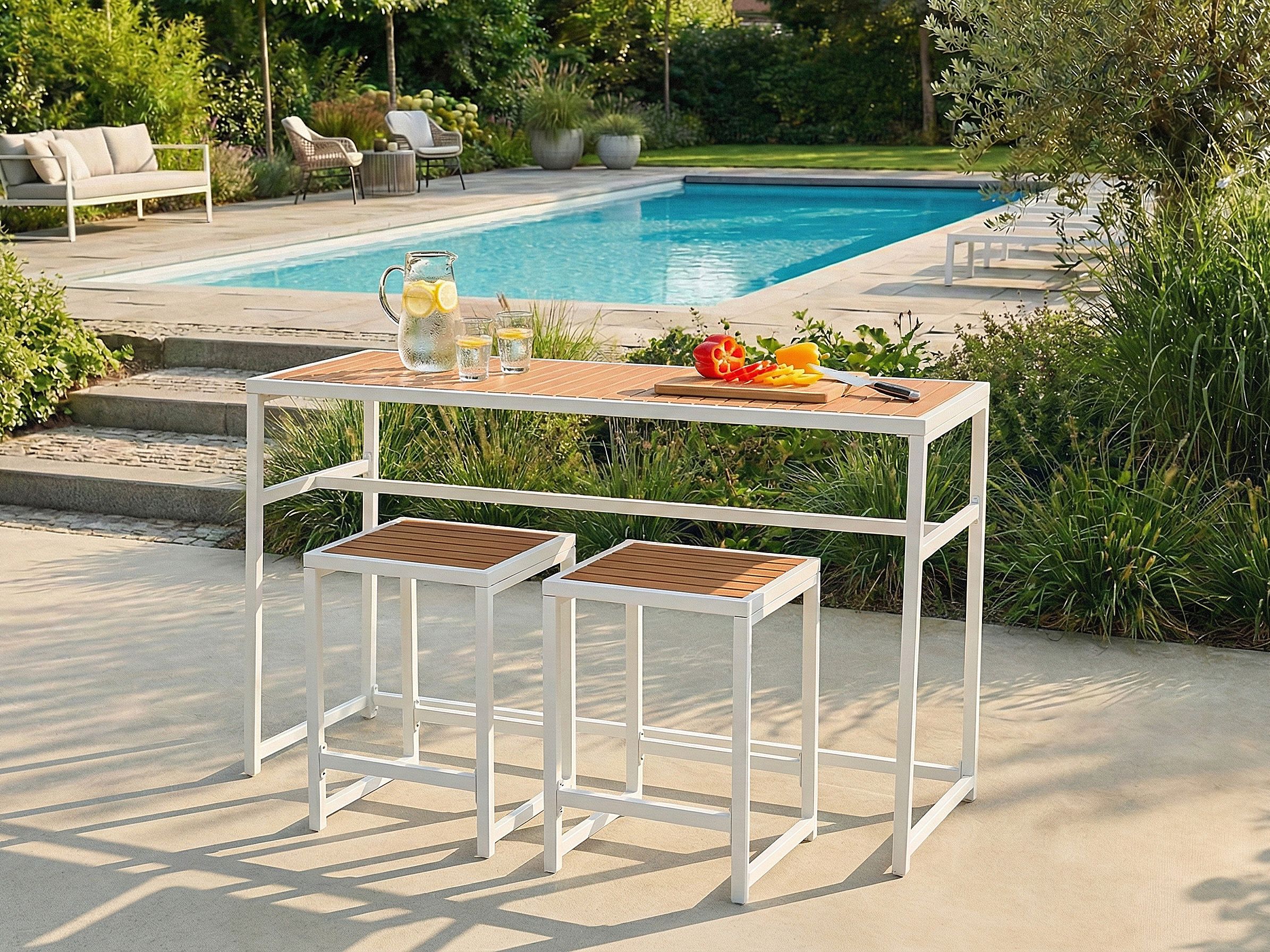 Garden Bar Table AVETRANA 150 cm 50 cm Brown/ White