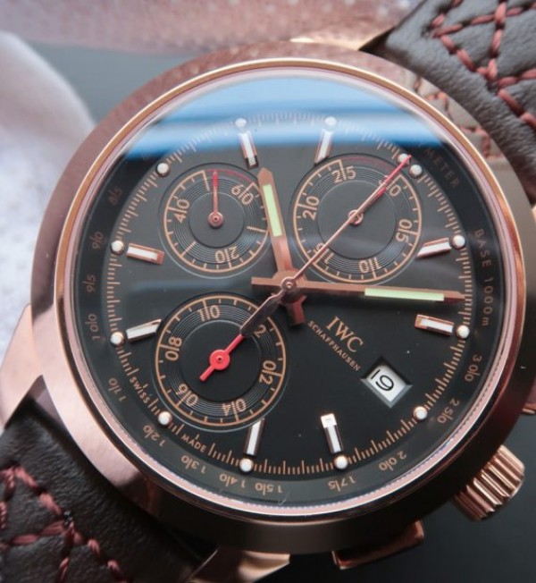 IWC Ingenieur Chrono RG IW3807 Black Dial Leather Strap - Elite Watch Atelier