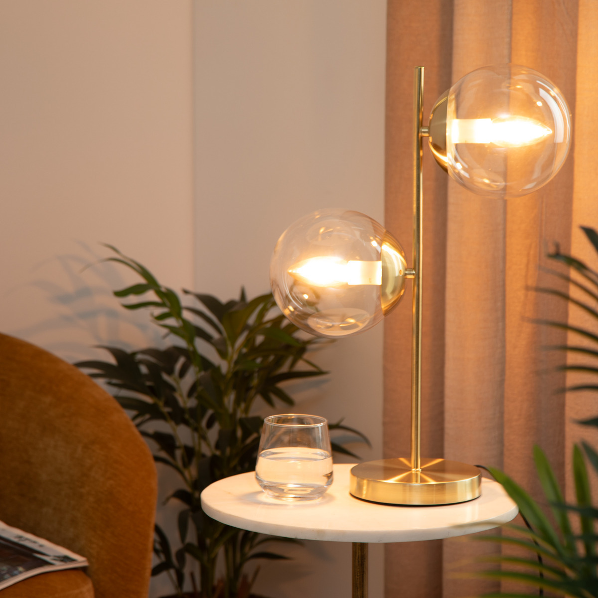 Lamp "Collectionneur" Glass, golden, h.48 cm