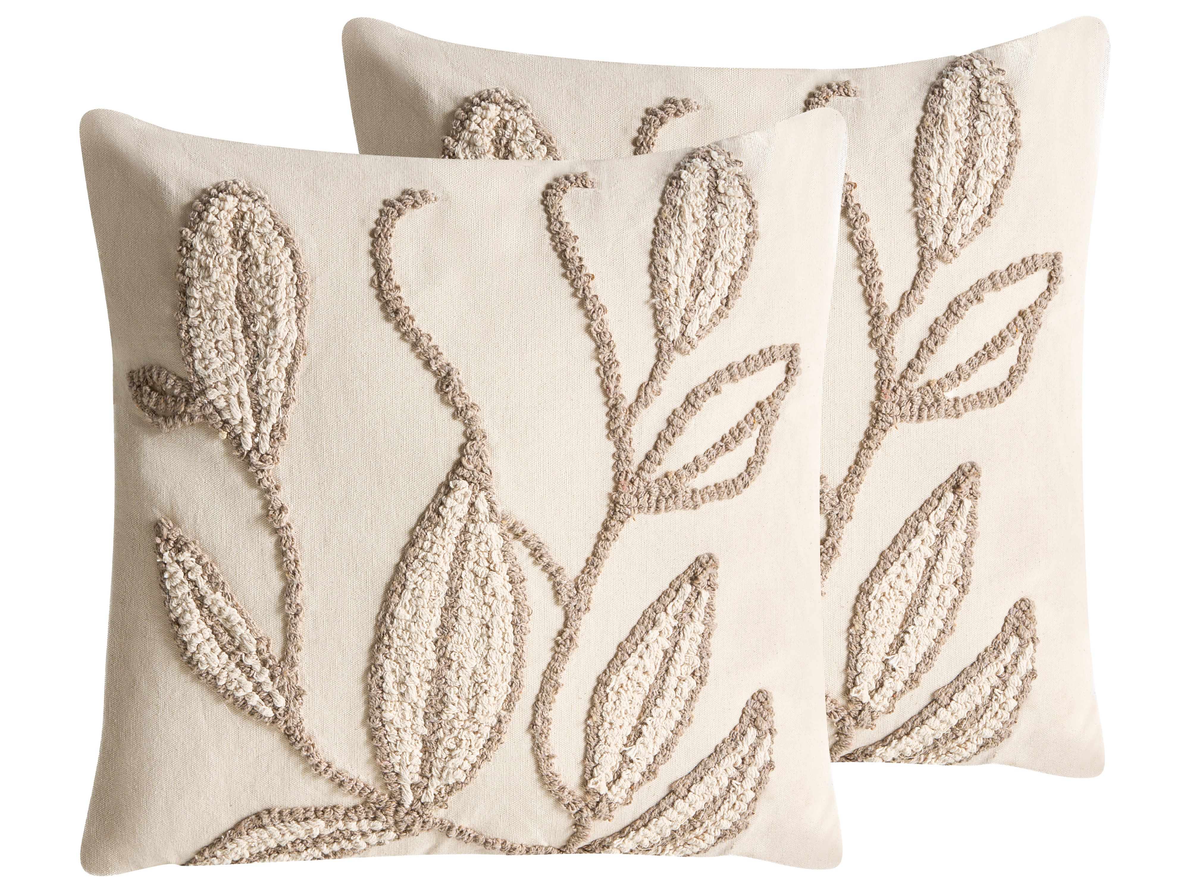 Set of 2 Decorative Cushions SAVINA Cotton 45 x 45 cm White Floral Pattern