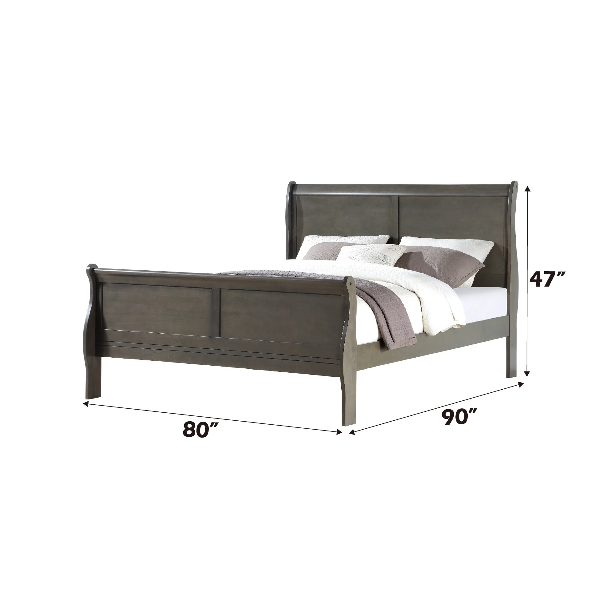Bedroom Sets Louis Philippe Dark Gray Finish 2PCS Bedroom Set (E. King),Bedroom Furniture Sets
