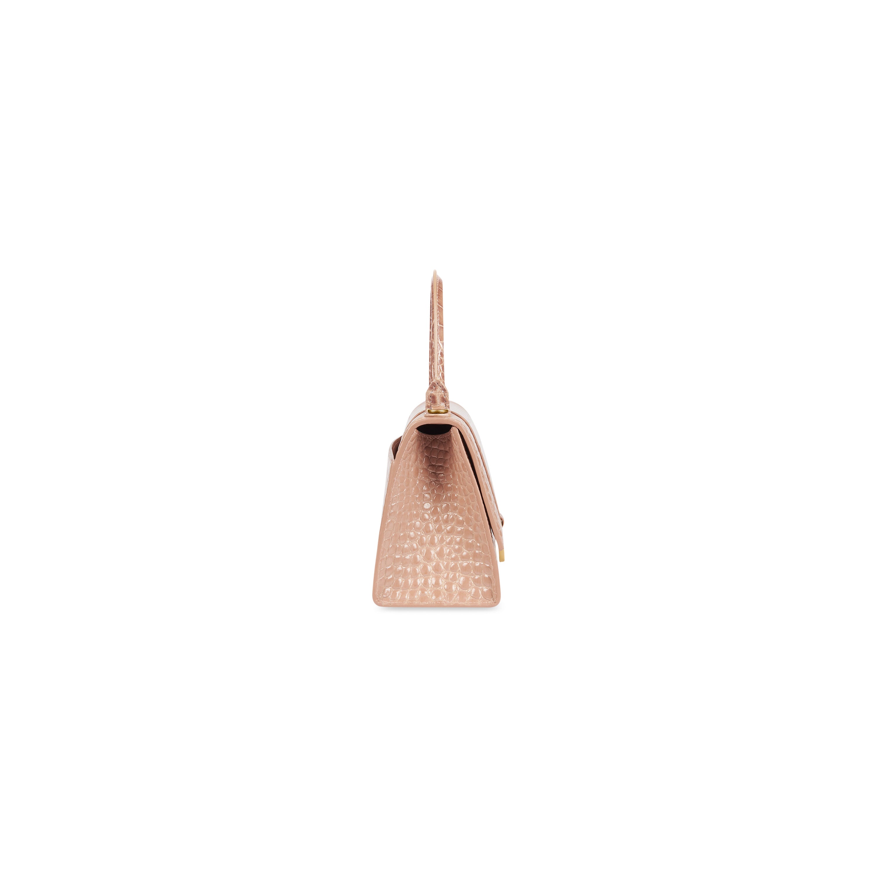 WOMEN'S HOURGLASS SMALL HANDBAG CROCODILE EMBOSSED IN NUDE - Replicaclubs