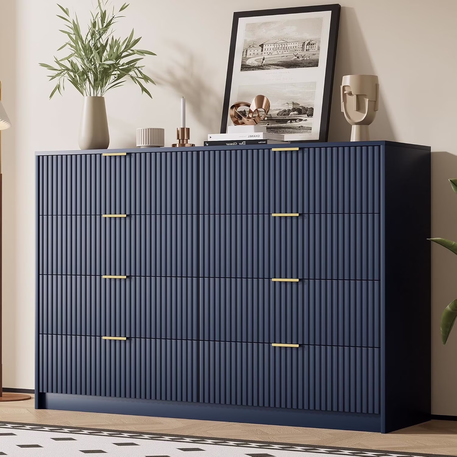 Furniway Black Dresser for Bedroom, 8 Drawer Double Dresser, Modern Chest of Drawers for Bedroom, Living Room, Entryway and Closet, 55" L x 15.7" D x 37.4" H - Image 17