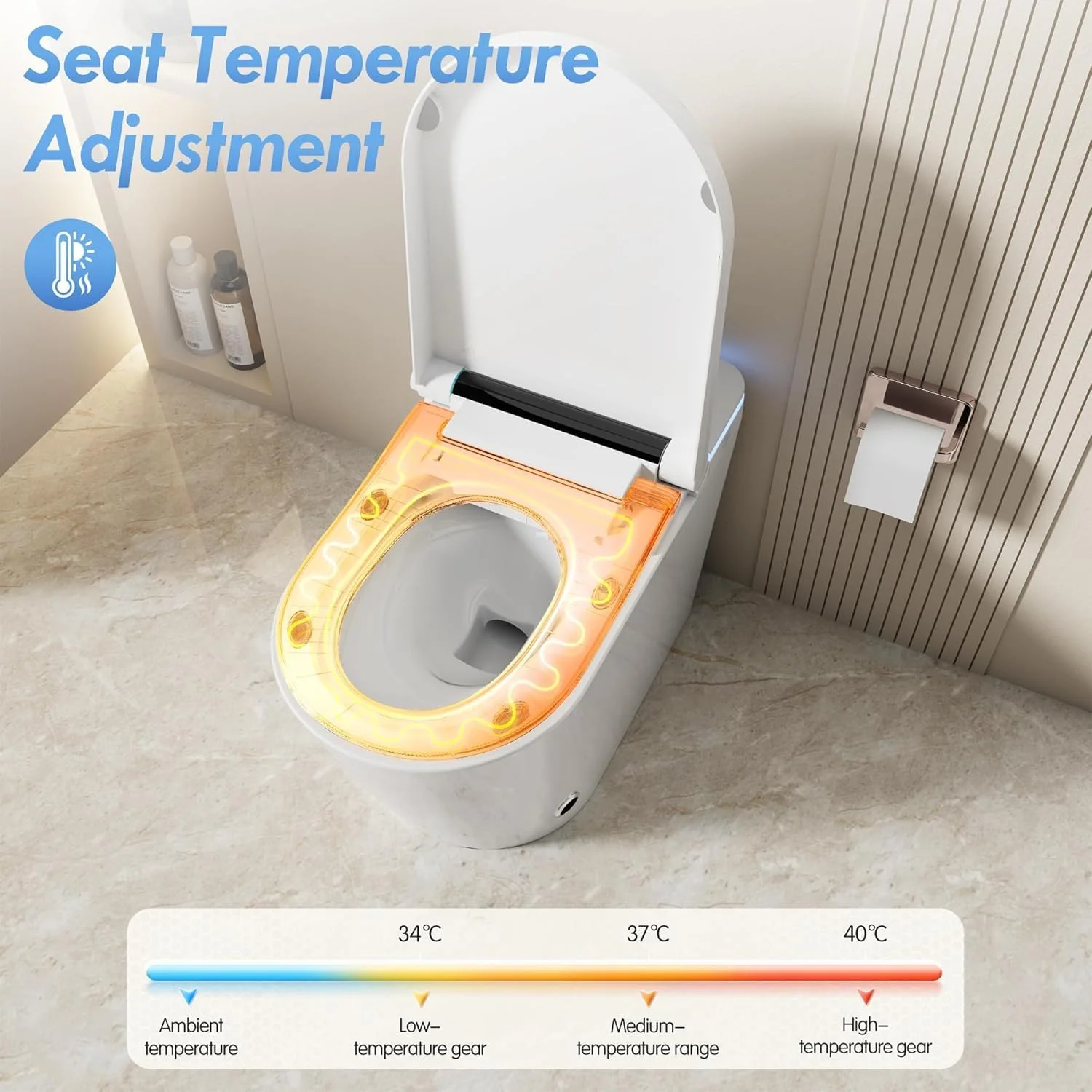 LALAHOO Smart Toilet with Bidet Built in, Auto Open & Close, Elongated Heated seat, Foot Sensor Flush, LED Display, Warm Water Wash, Dryer, Night Light, Black - Image 33