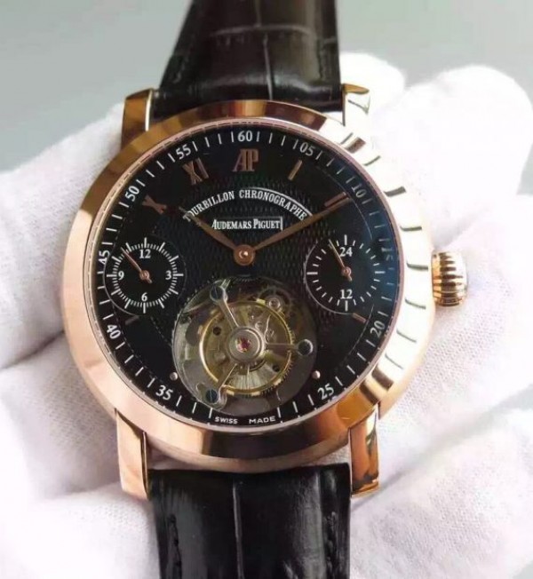 Replica Audemars Piguet Jules Audemars Tourbillon RG Black Dial - Elite Watch Atelier