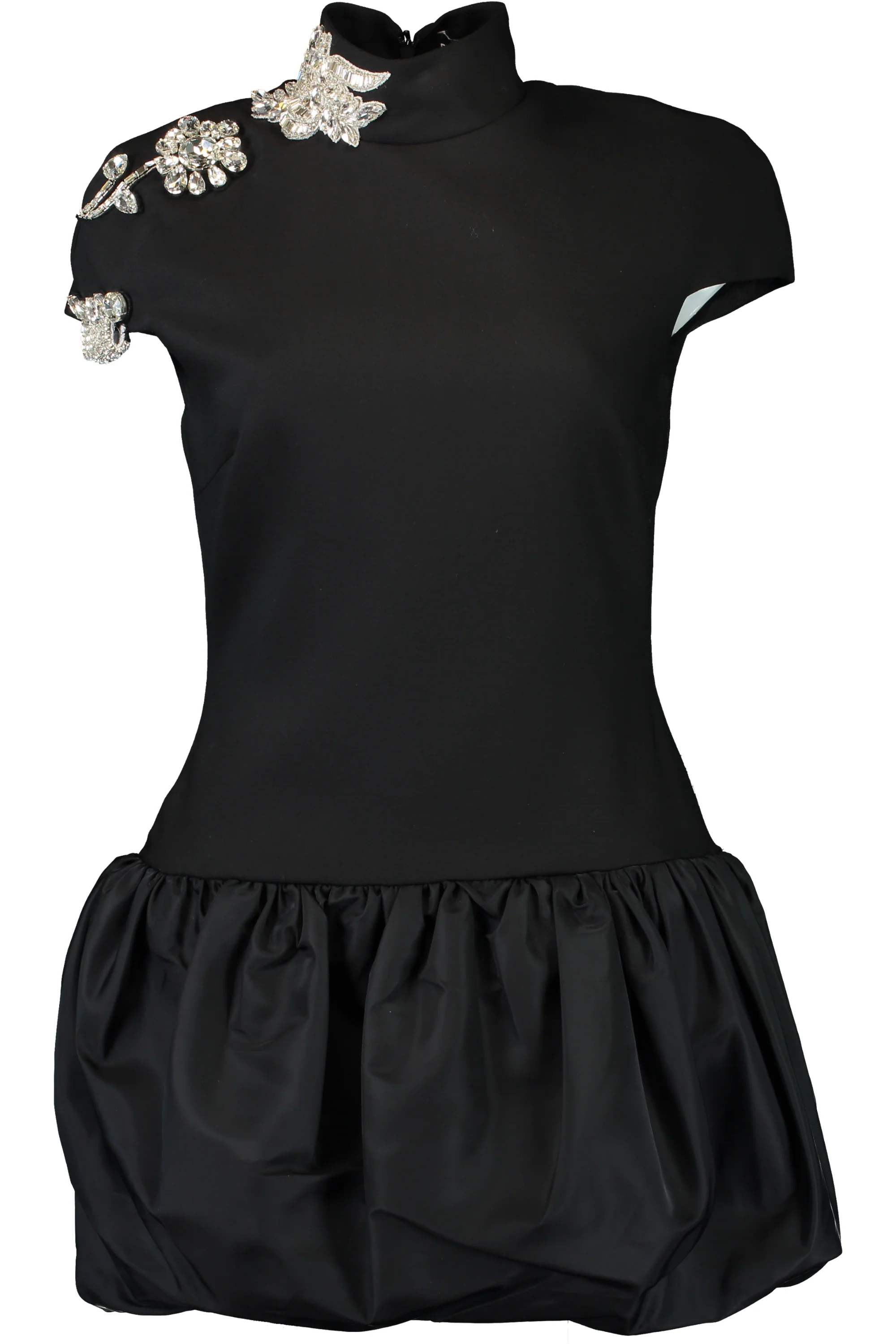 black mini fitted dress Black Puff Sleeve Tilla Mini Dress