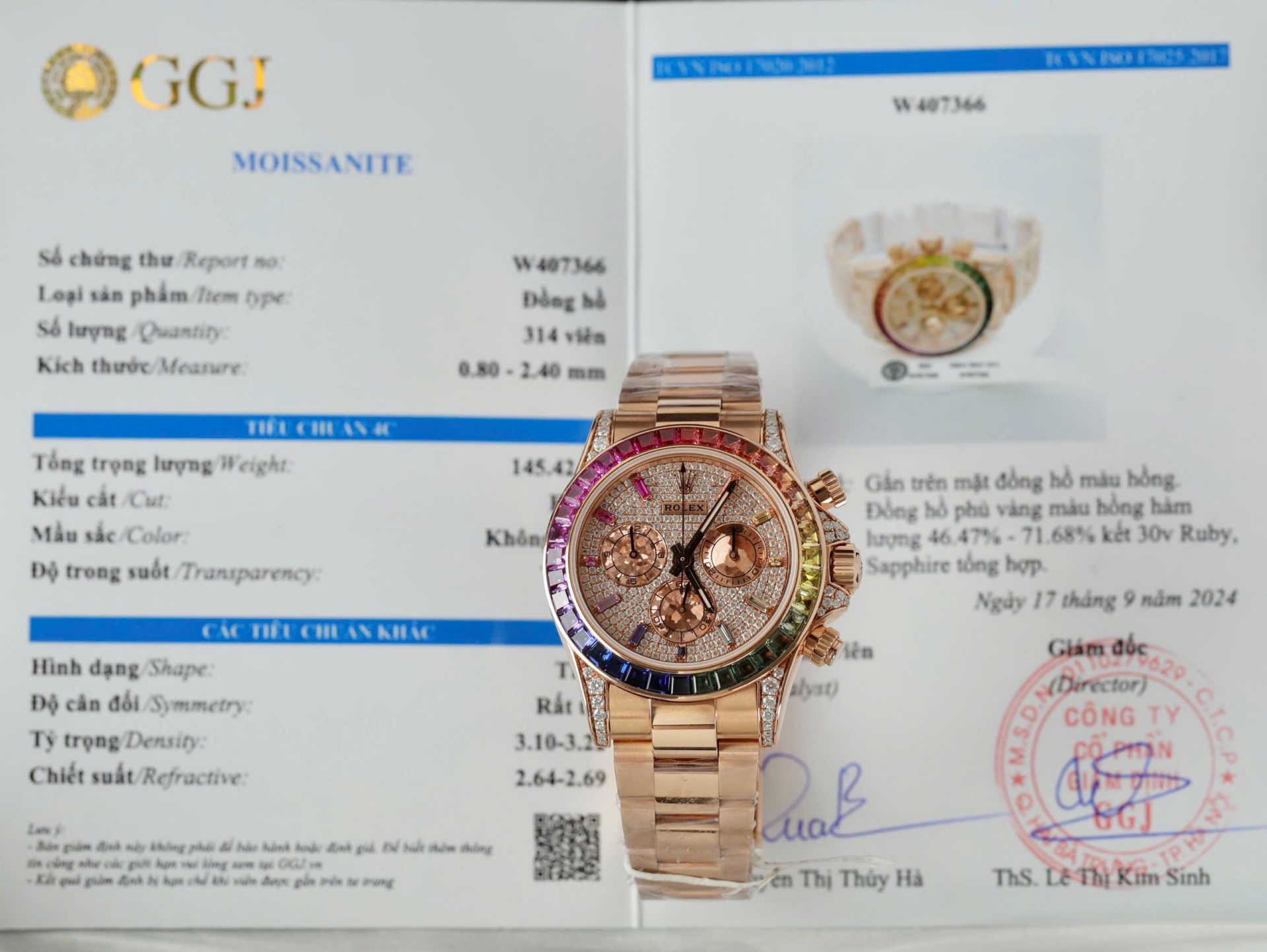 Rolex Daytona Rainbow 116595 Best Replica Watch Gold Wrapped + Moissanite Diamonds 40mm - Elite Watch Atelier