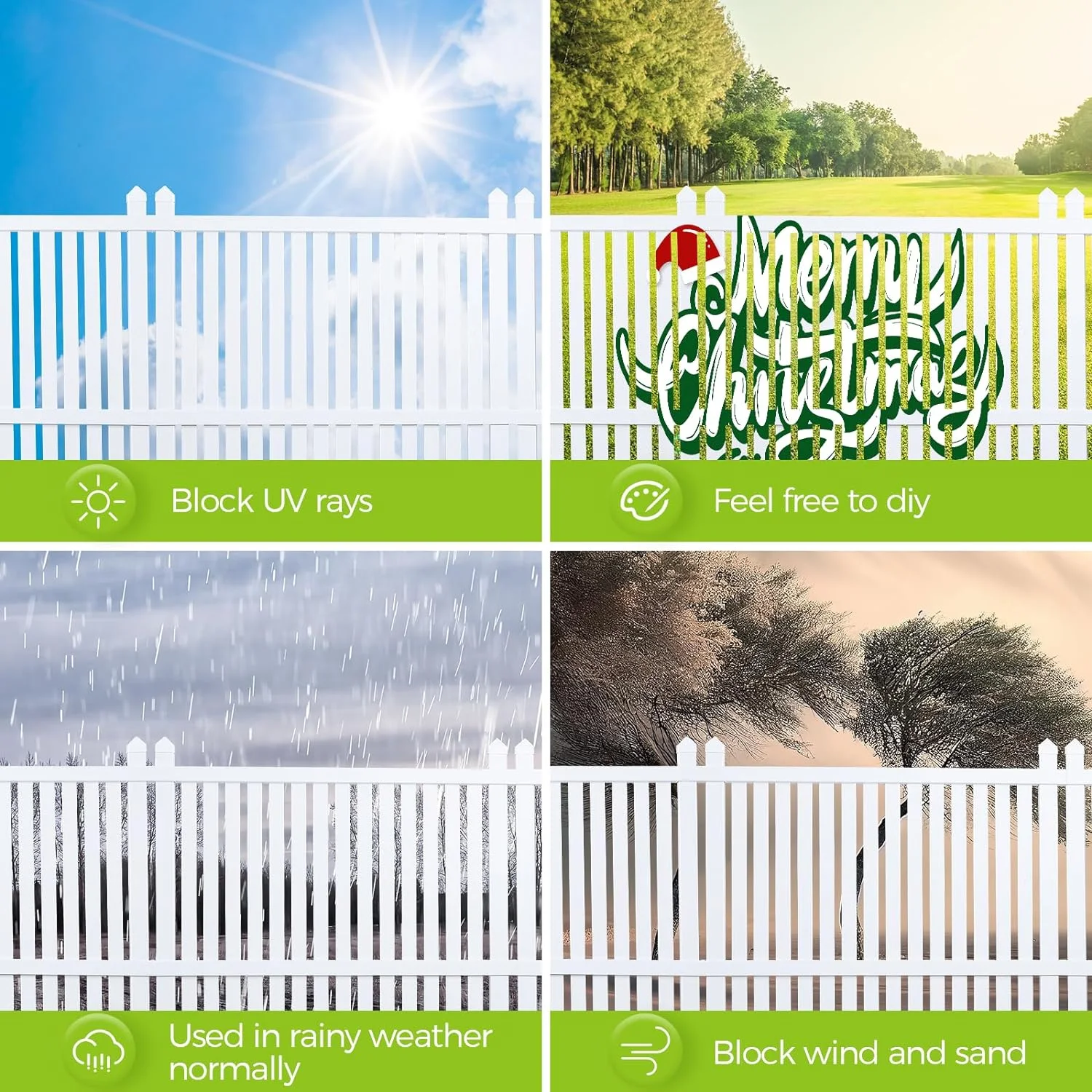36"W X 45"H Outdoor Privacy Screen, Vinyl Air Conditioner Fence with Metal Stake, No Dig Trash Can Enclosure for Outside- 2 PVC Panels, White, Vertical - Image 22