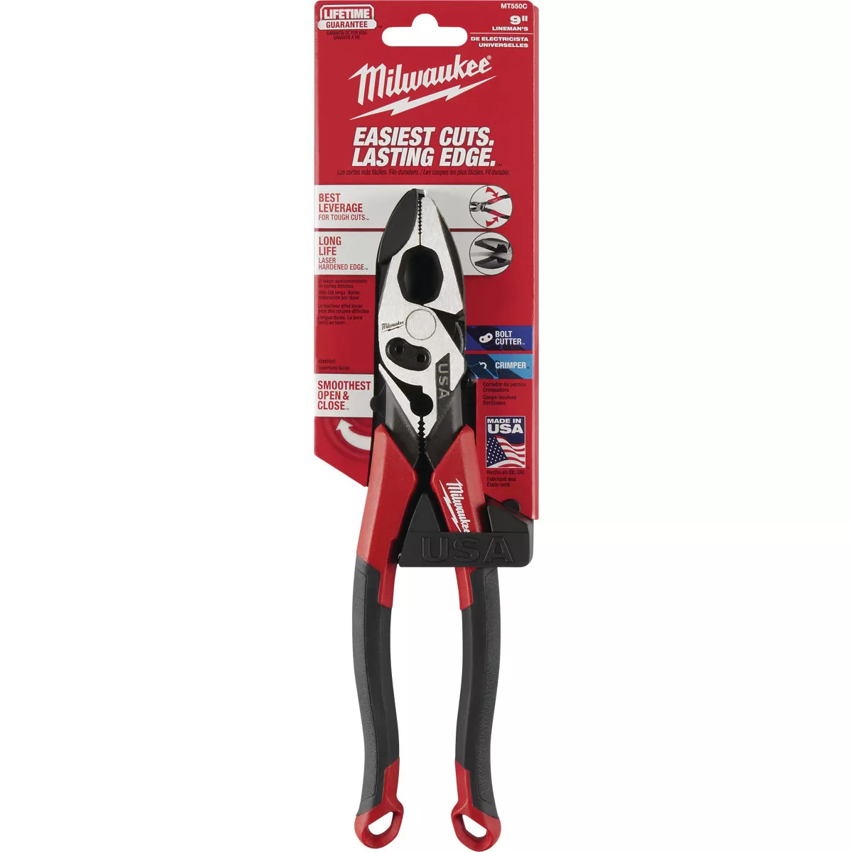 Milwaukee 9 In. Comfort Grip Linesman Pliers with Crimper and Bolt Cutter