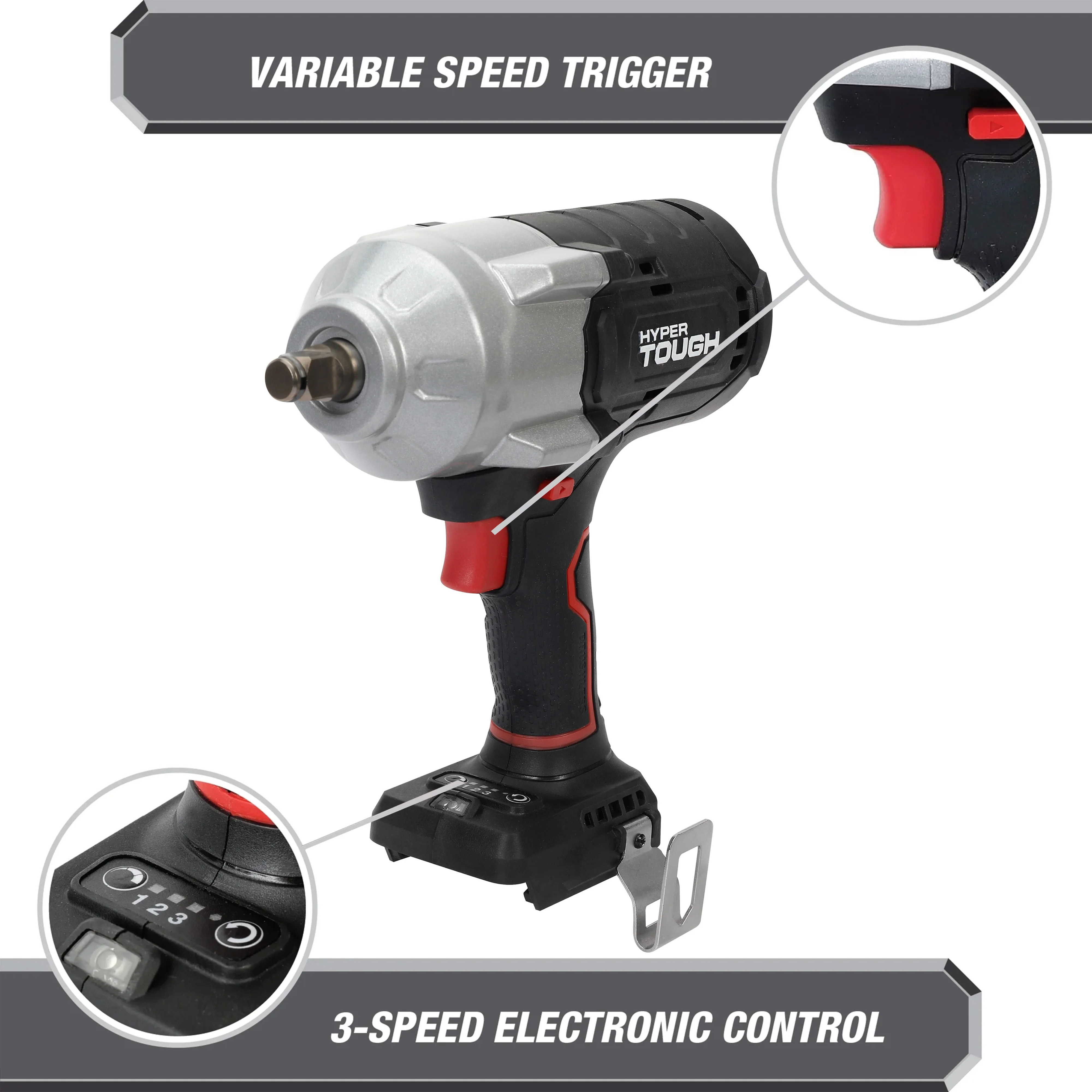 Hyper Tough 20V Max Brushless 1/2-inch High-Torque Cordless Impact Wrench with 4.0Ah Lithium-Ion Battery and Charger - Image 24