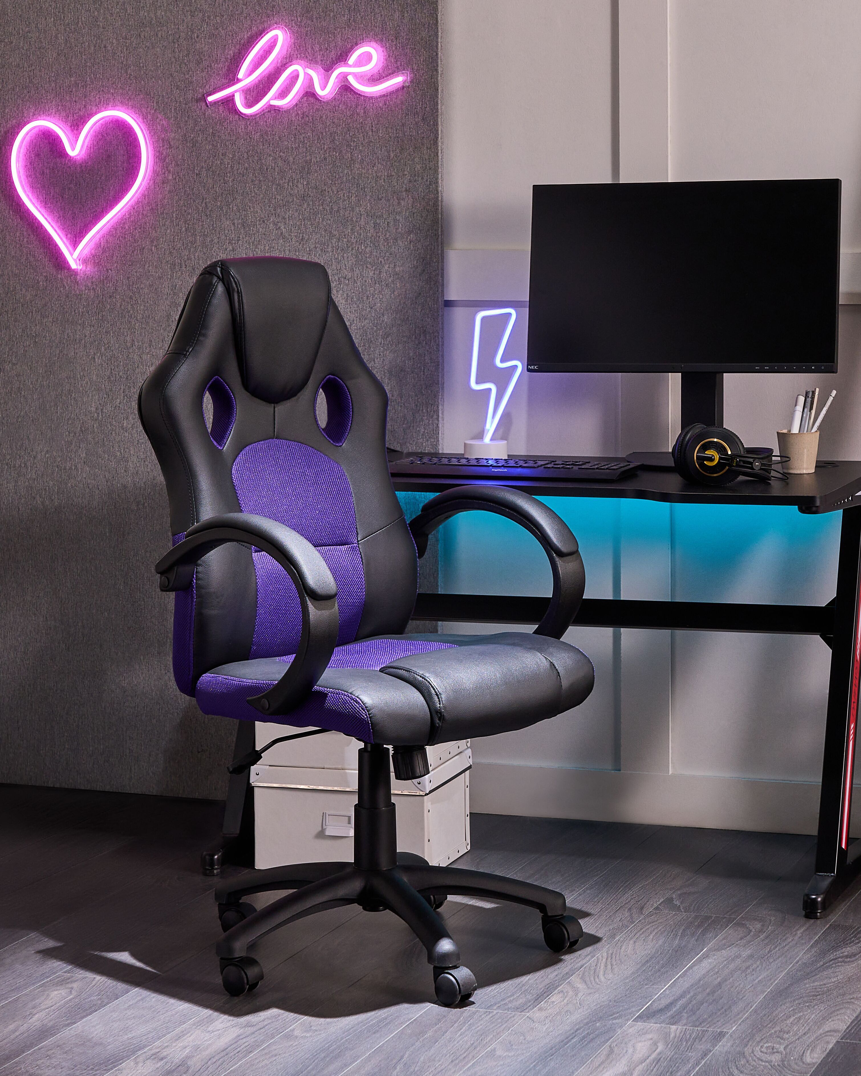 Office Chair FIGHTER Faux Leather Violet