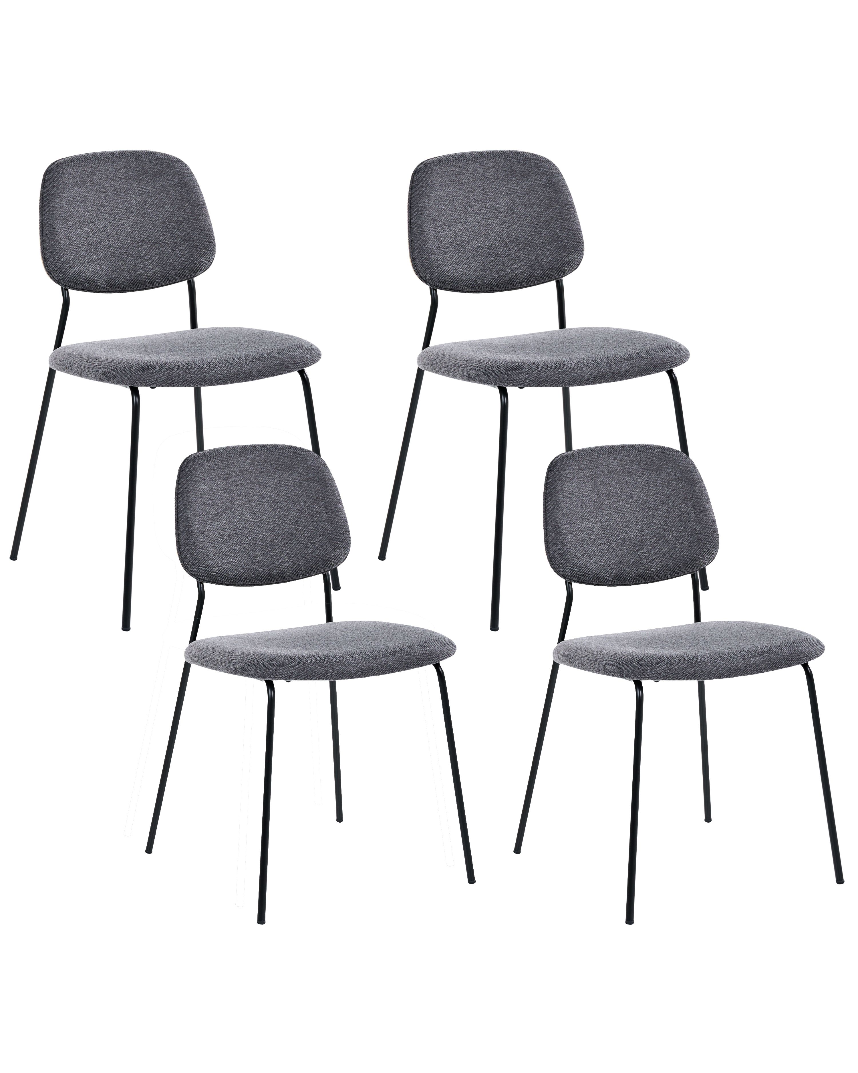 Set of 4 Dining Chairs RILEY Fabric Grey