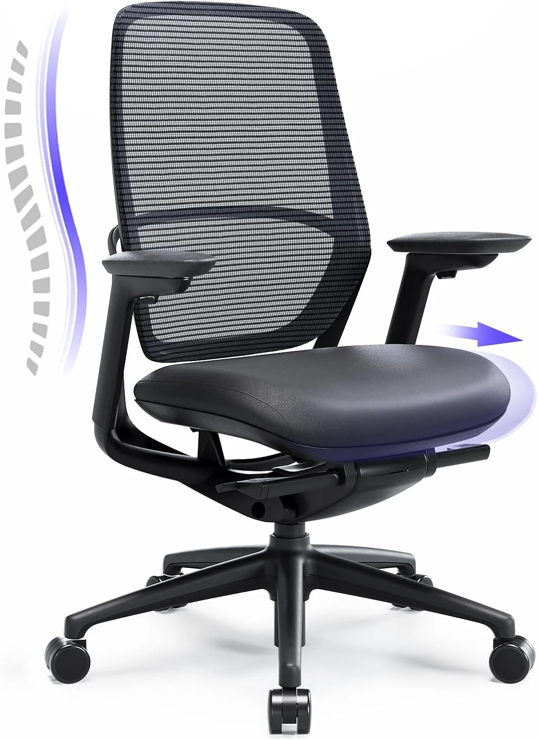 Ergonomic Office Chair, High Back Mesh Desk Chair with Adjustable Lumbar Support, Reclining Backrest, 4D Armrests, Breathable Mesh, Comfortable Computer Chair for Home Office, Work,Study