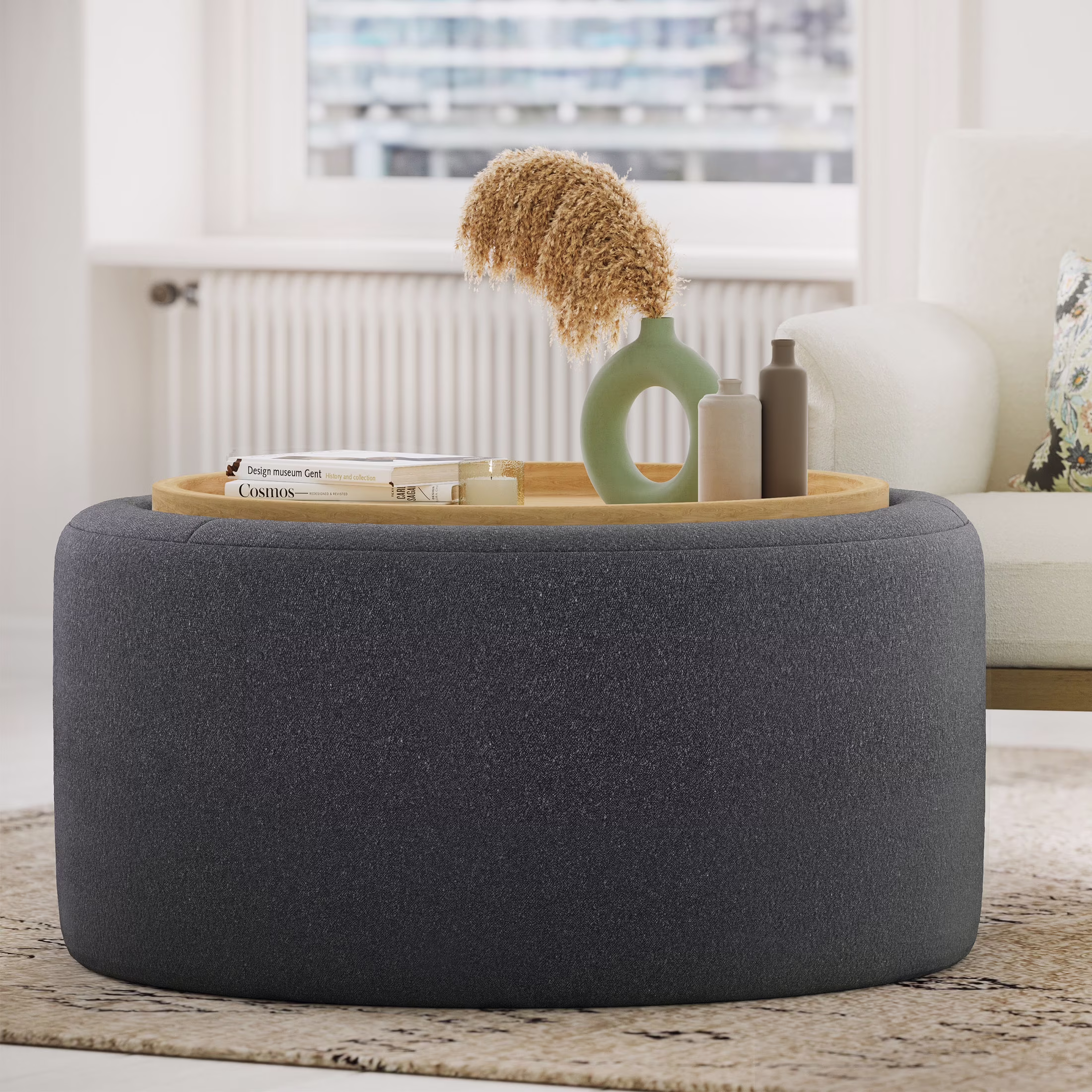 Beautiful Drew Stowaway Coffee Table with Storage by Drew Barrymore, Cream - Image 5