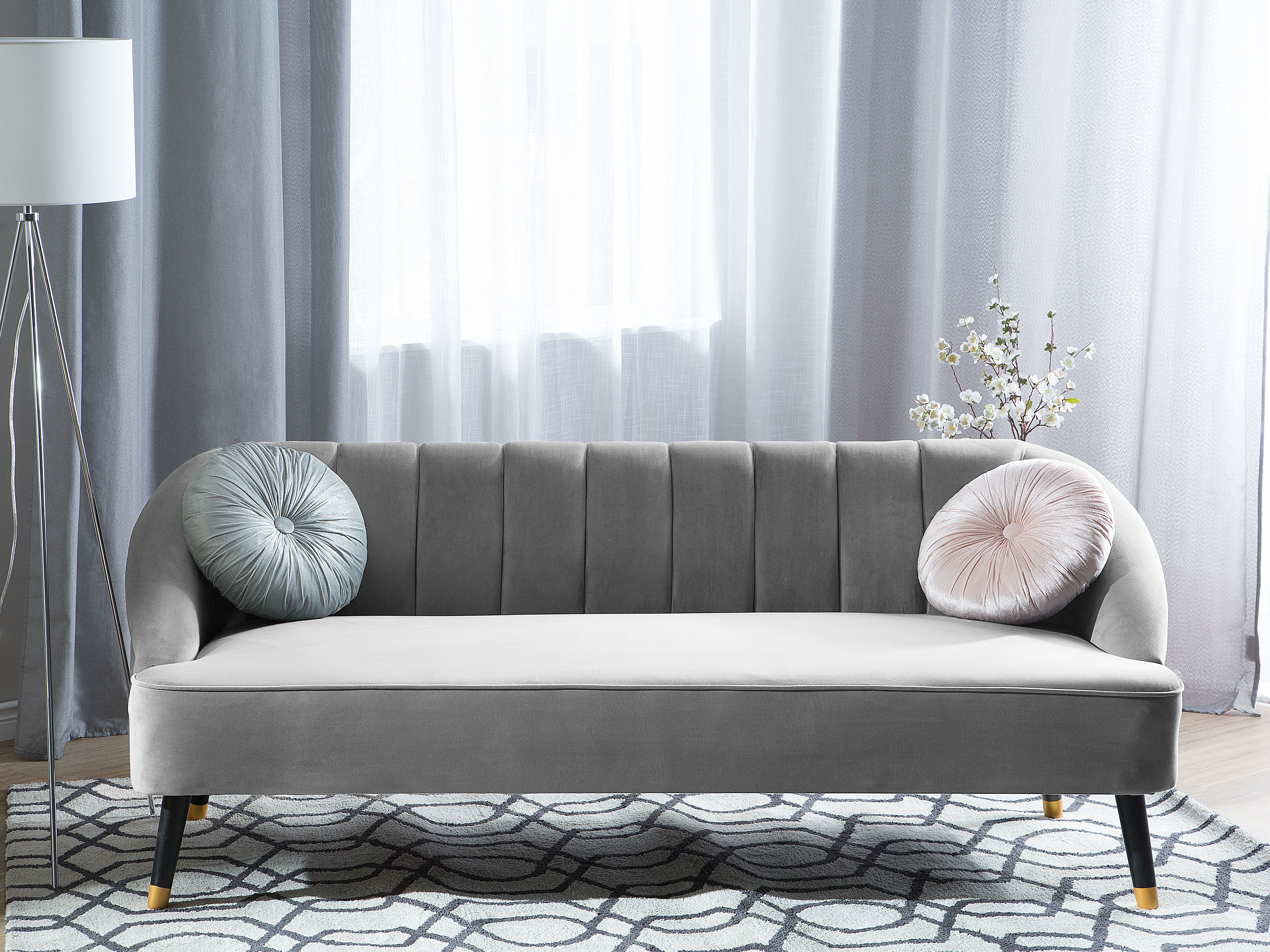 Sofa 3 Seater ALSVAG Velvet Light Grey
