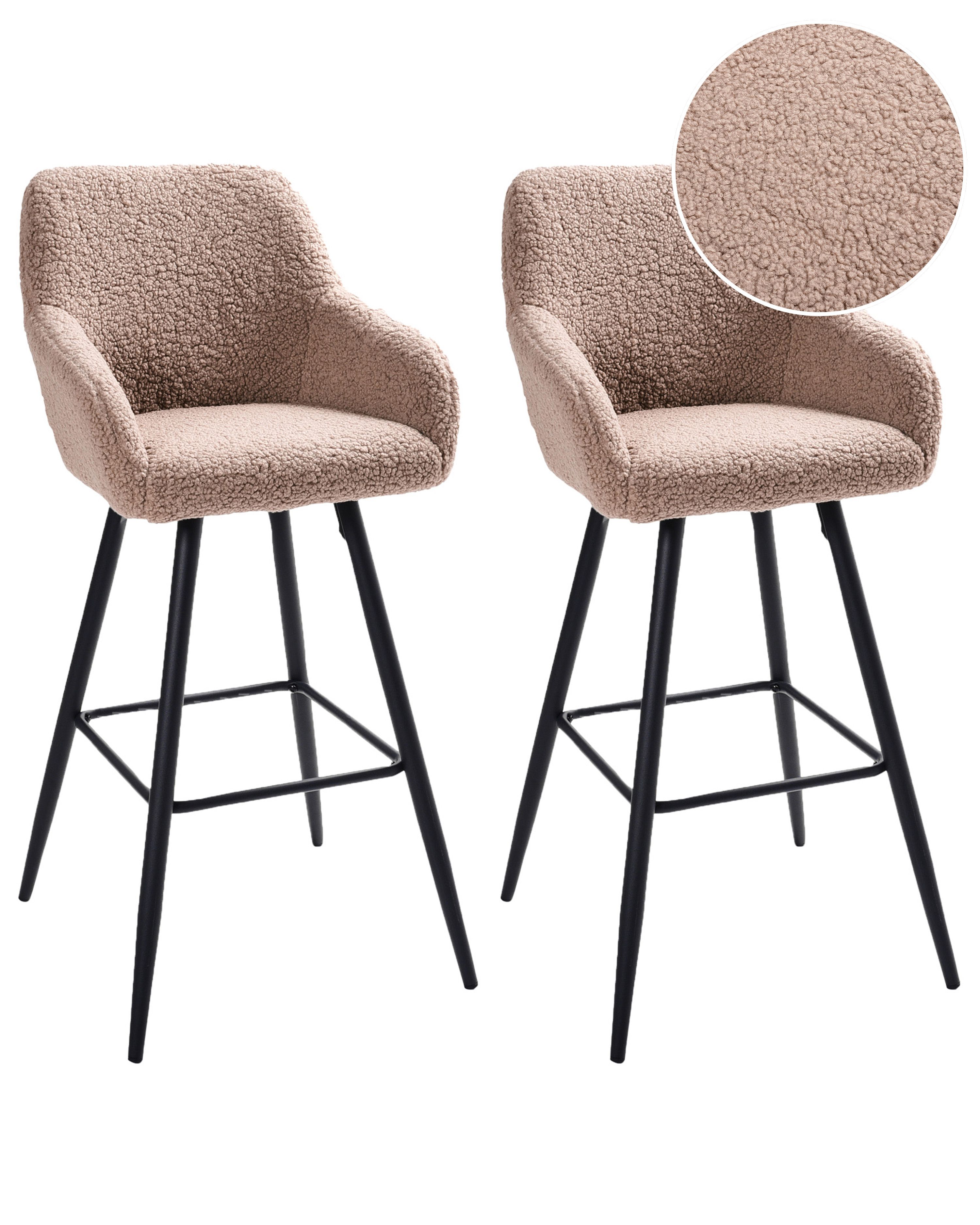 Set of 2 Bar Chairs CASMALIA Boucle Taupe