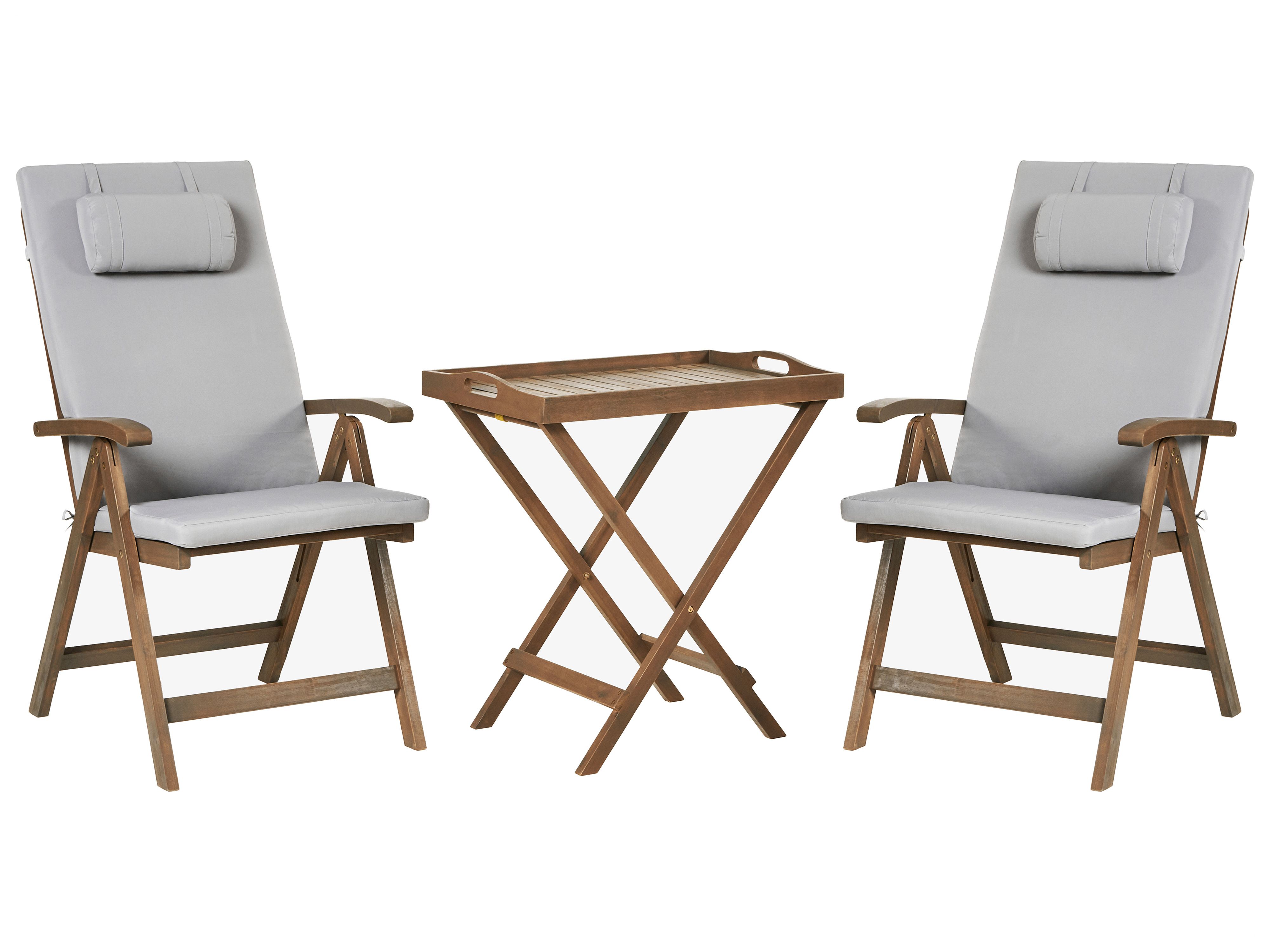 Bistro Set AMANTEA PREMIUM Acacia Wood Light Grey