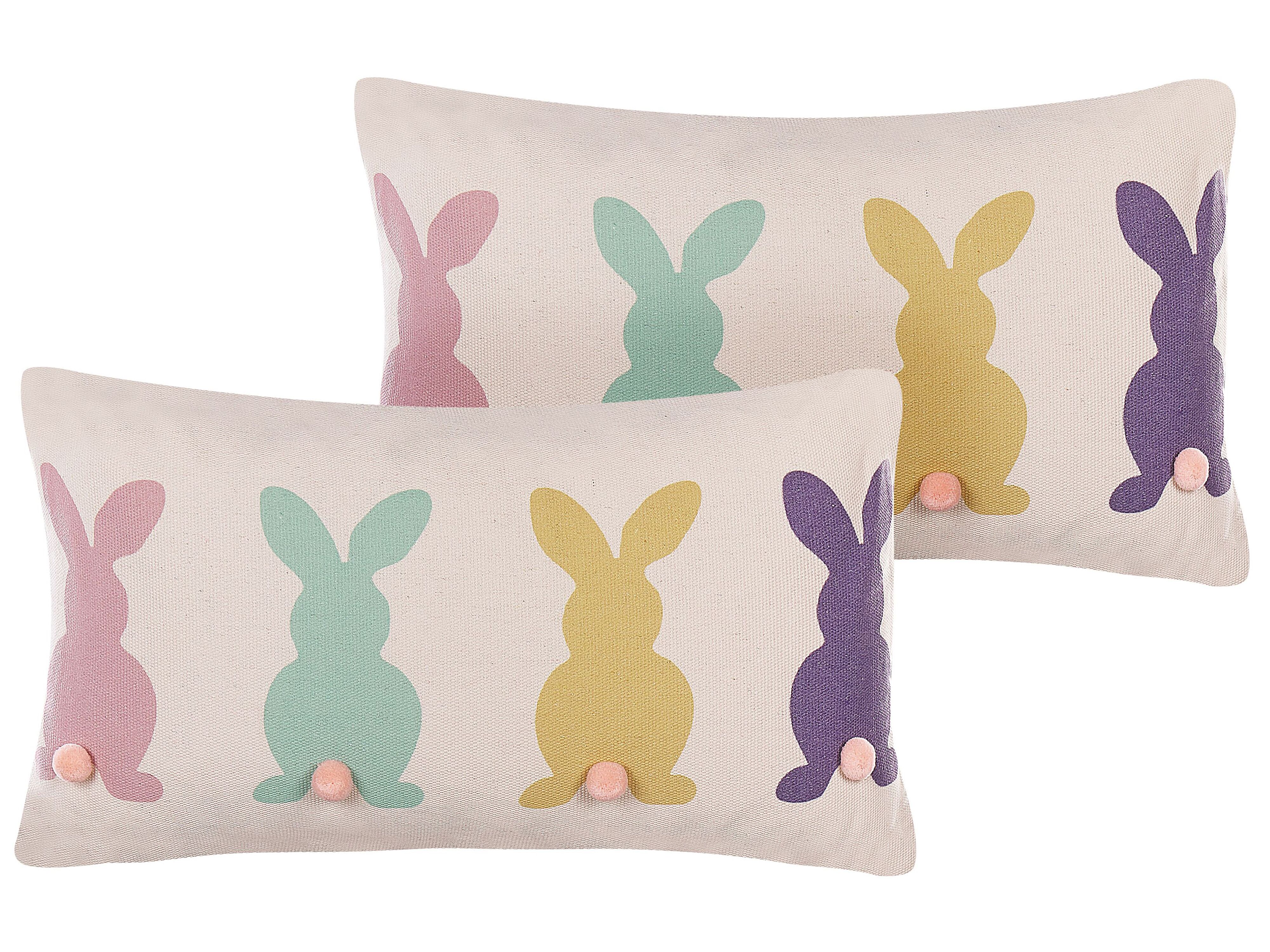 Set of 2 Decorative Cushions CLUSIA 30 x 50 cm Beige