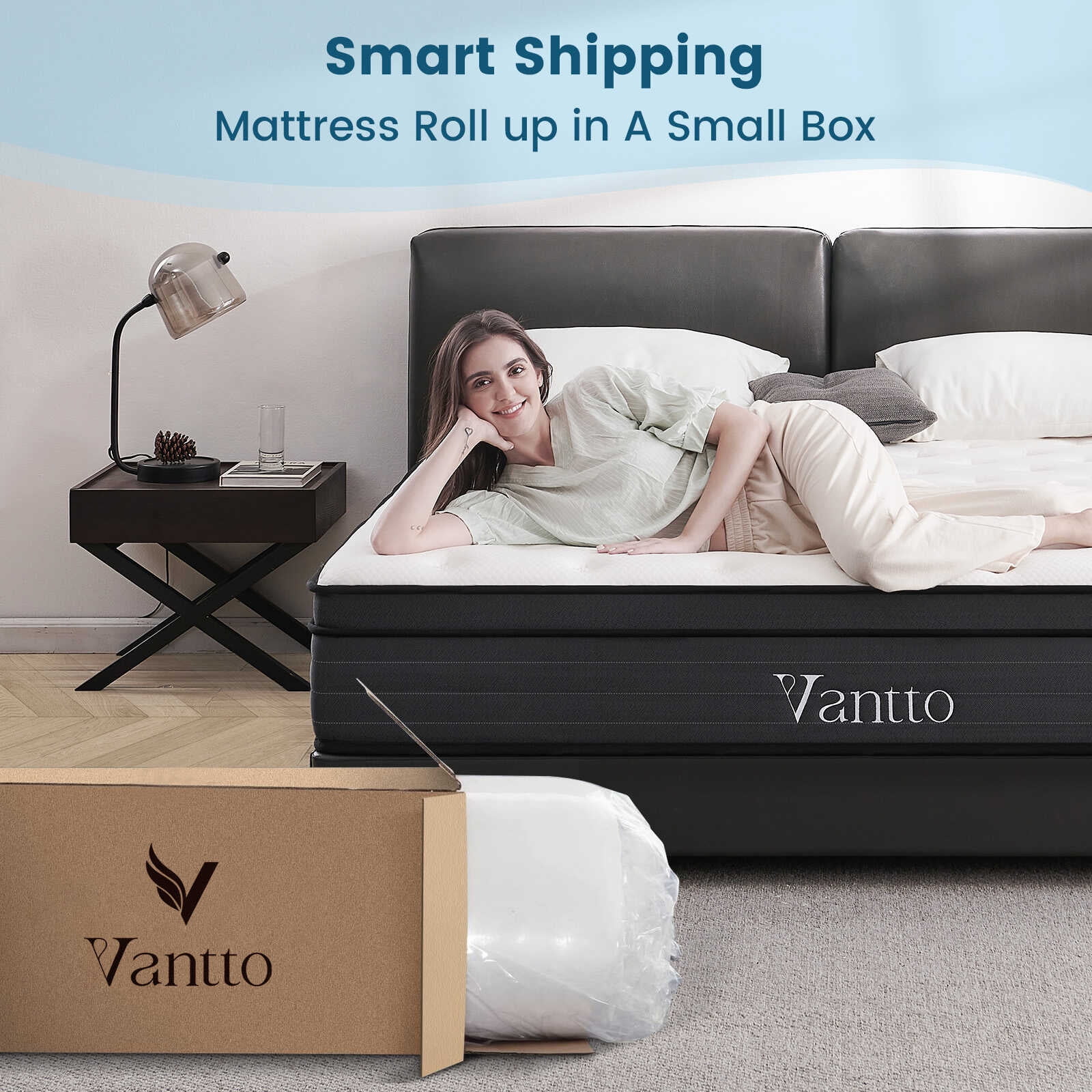 Vantto Queen Mattress, 12 Inch Hybrid Memory Foam Mattress in a Box, Pressure Relief, CertiPUR-US - Image 2