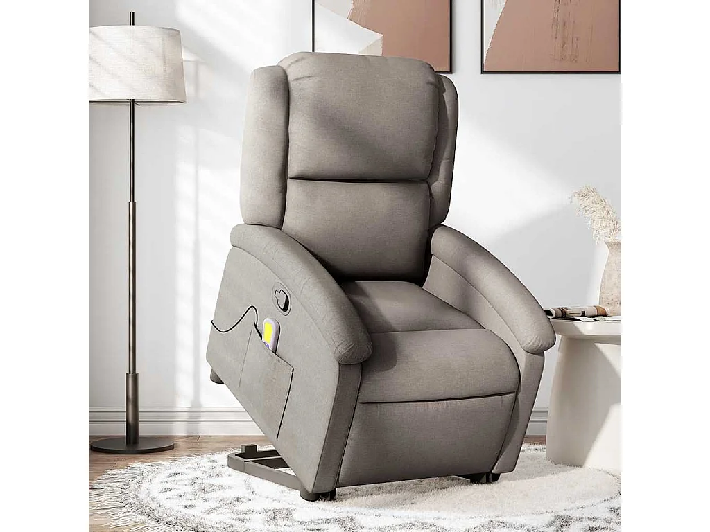 Fauteuil inclinable-Chaise de relax-Fauteuil de Massage Taupe Tissu SHL5094