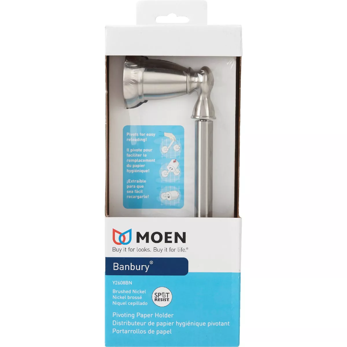 Moen Banbury Pivoting Wall Mount Toilet Paper Holder, Brushed Nickel