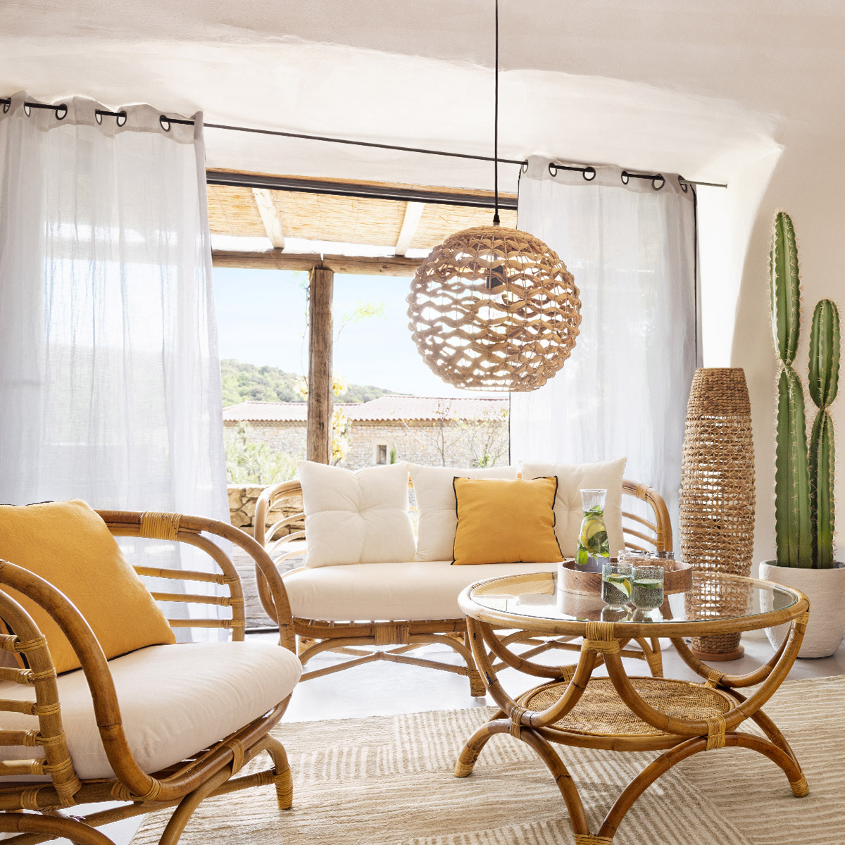 Suspension lamp "Sand" Natural fibre, D.38 cm