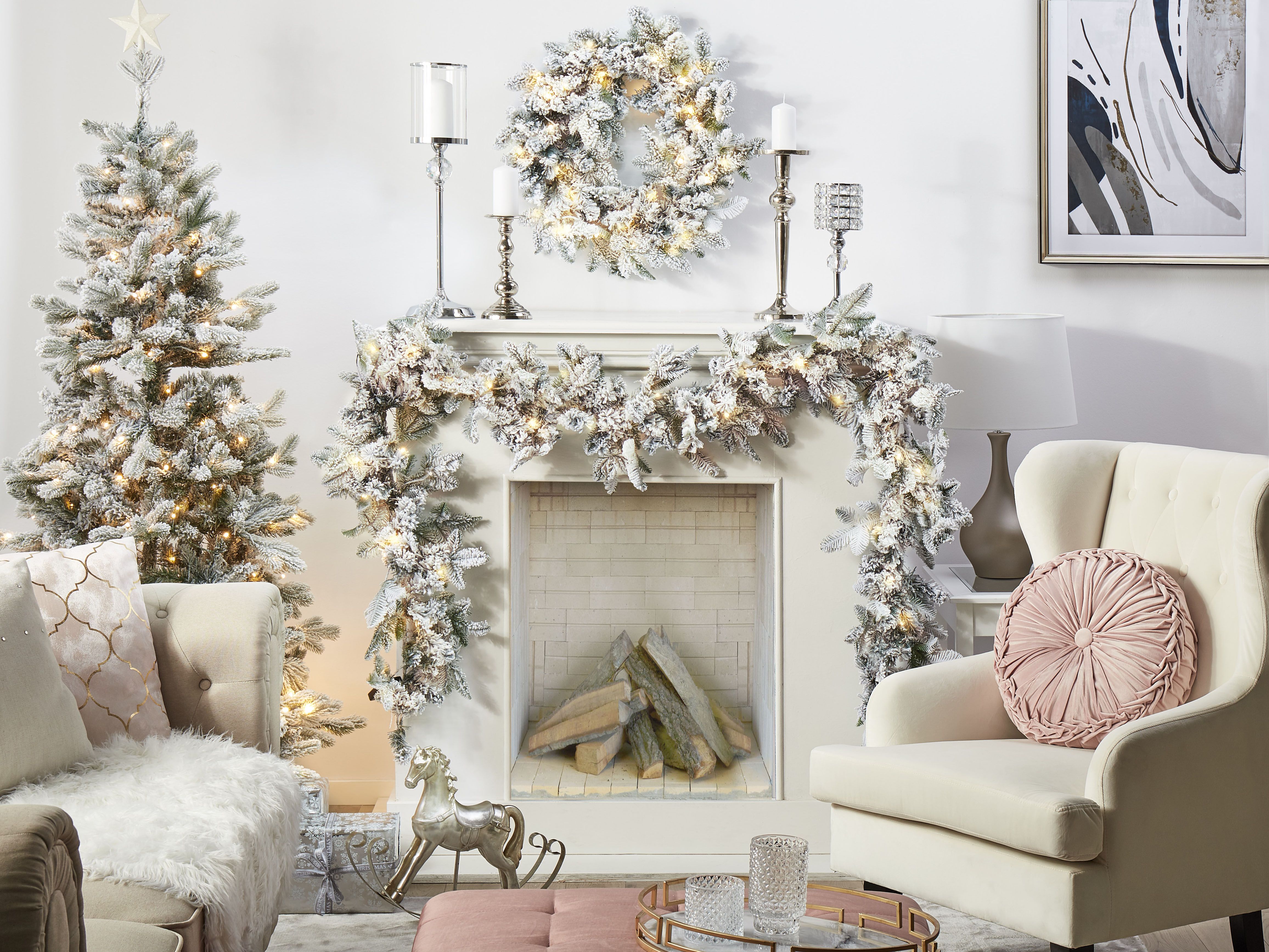 Snowy Christmas Garland LED SUNDO 270 cm White