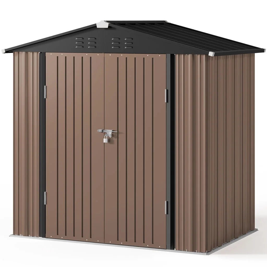 6' x 4' Outdoor Storage Shed on Sale, Aiho Shed & Outdoor Storage Clearance, Metal Storage Shed for Outside, Backyard, Garden & Patio - Dark Gray - Image 27