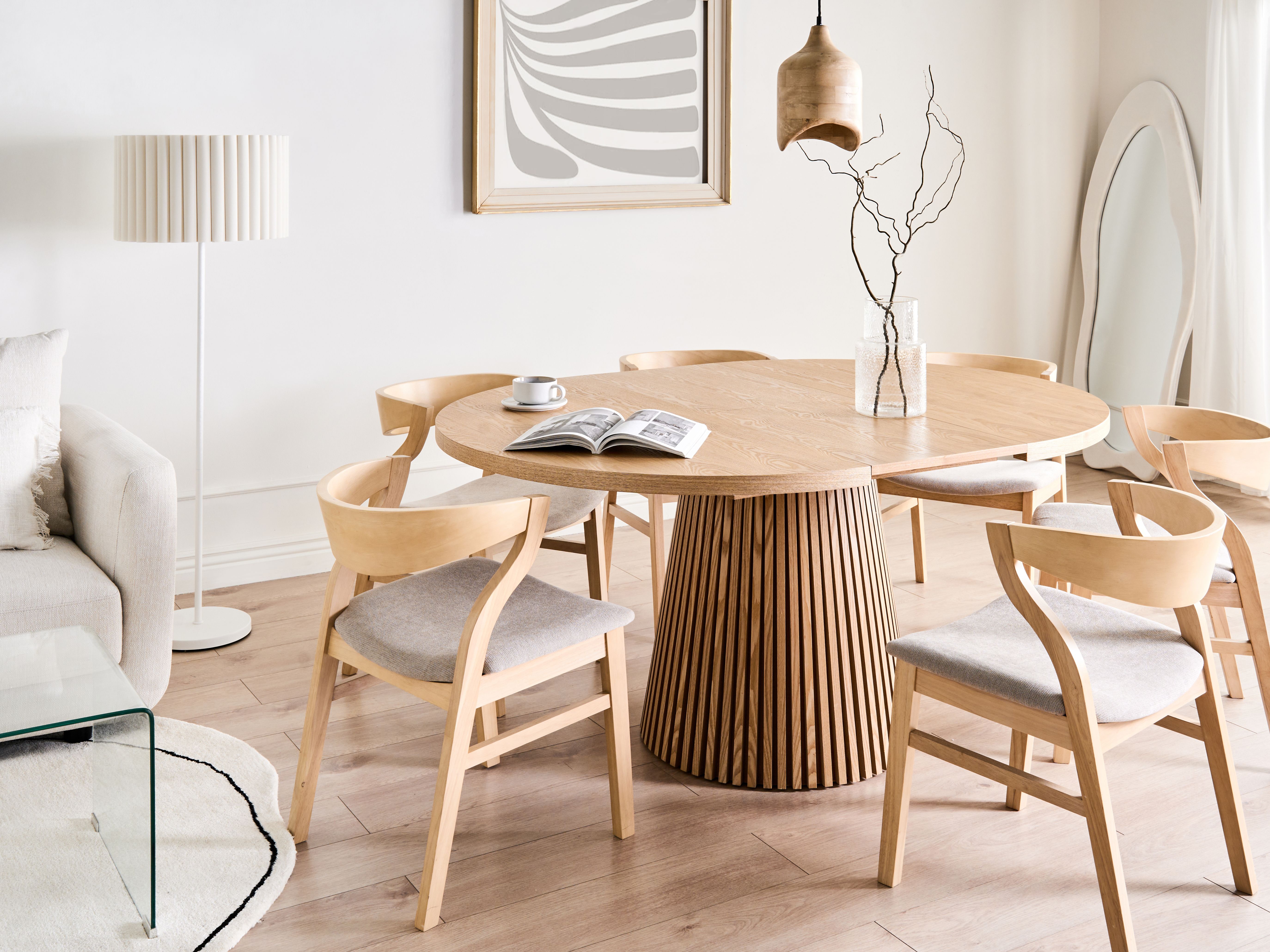 Extending Dining Table MOORE Light Ash Wood 120/160 cm 120 cm