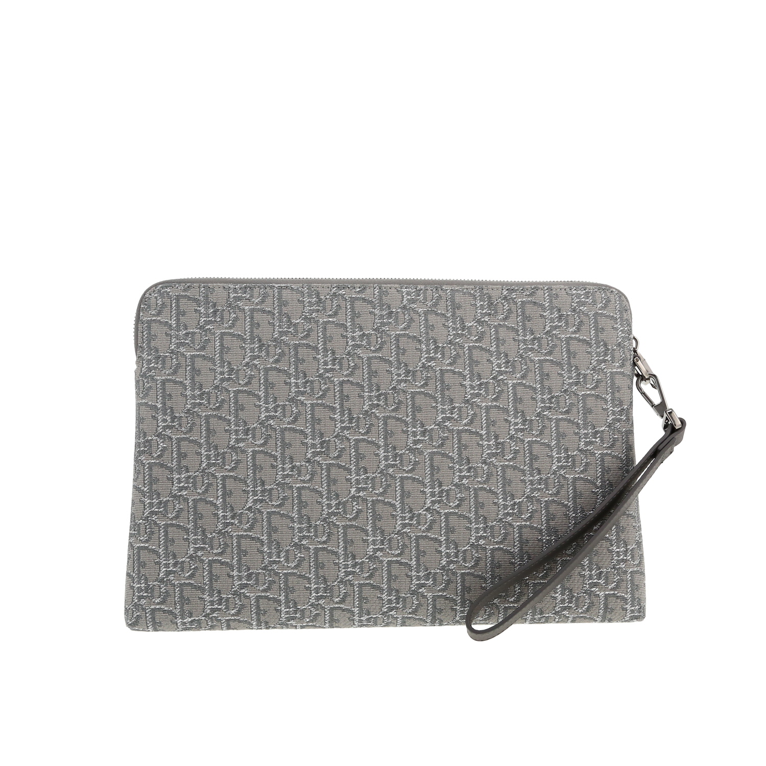 Dior pouch in grey and silver monogram canvas Oblique1:1High-quality replica